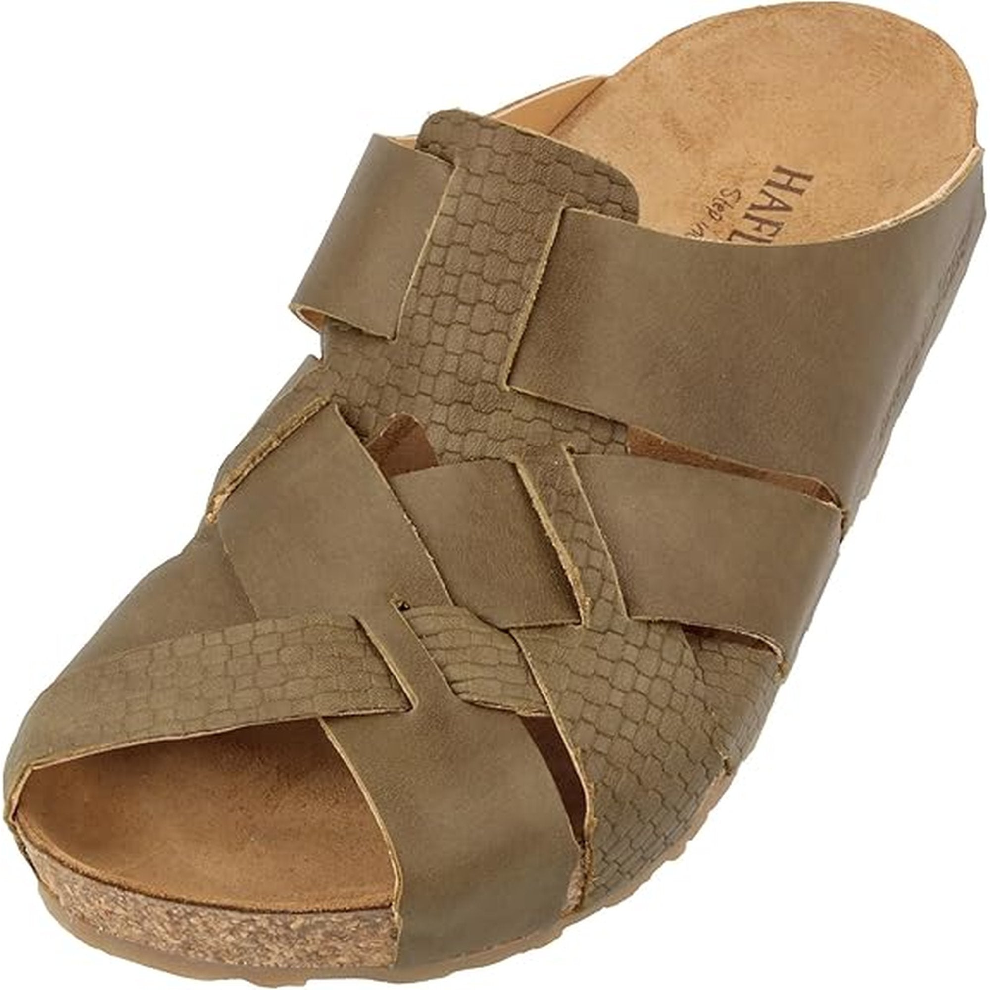 Haflinger Bio Dana Leather Sandals Shoes Slippers Mules Clogs Khaki Brown Beige