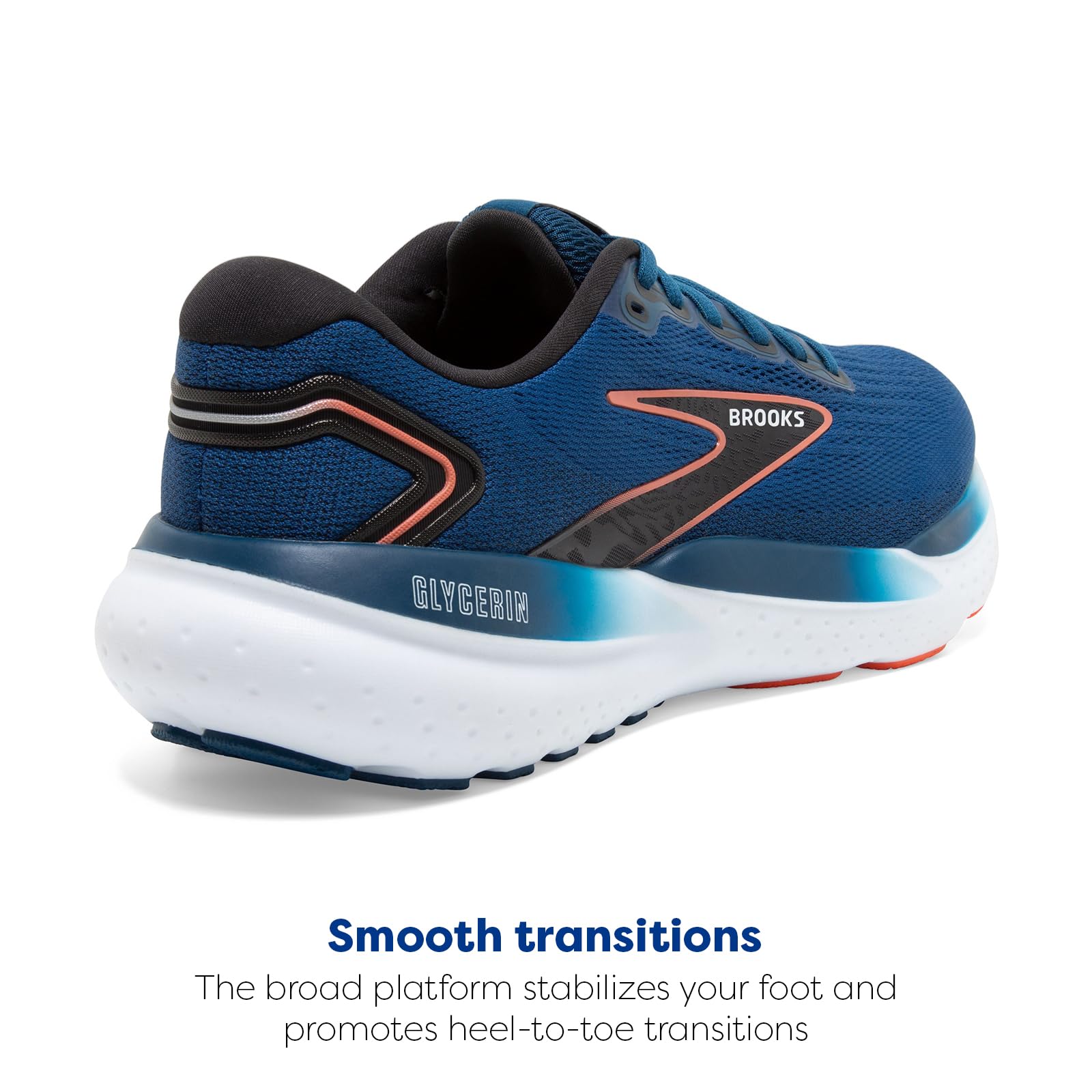 Brooks Glycerin 21 Men Road Running Shoes Blue Opal Black Nasturtium Slip Resistant