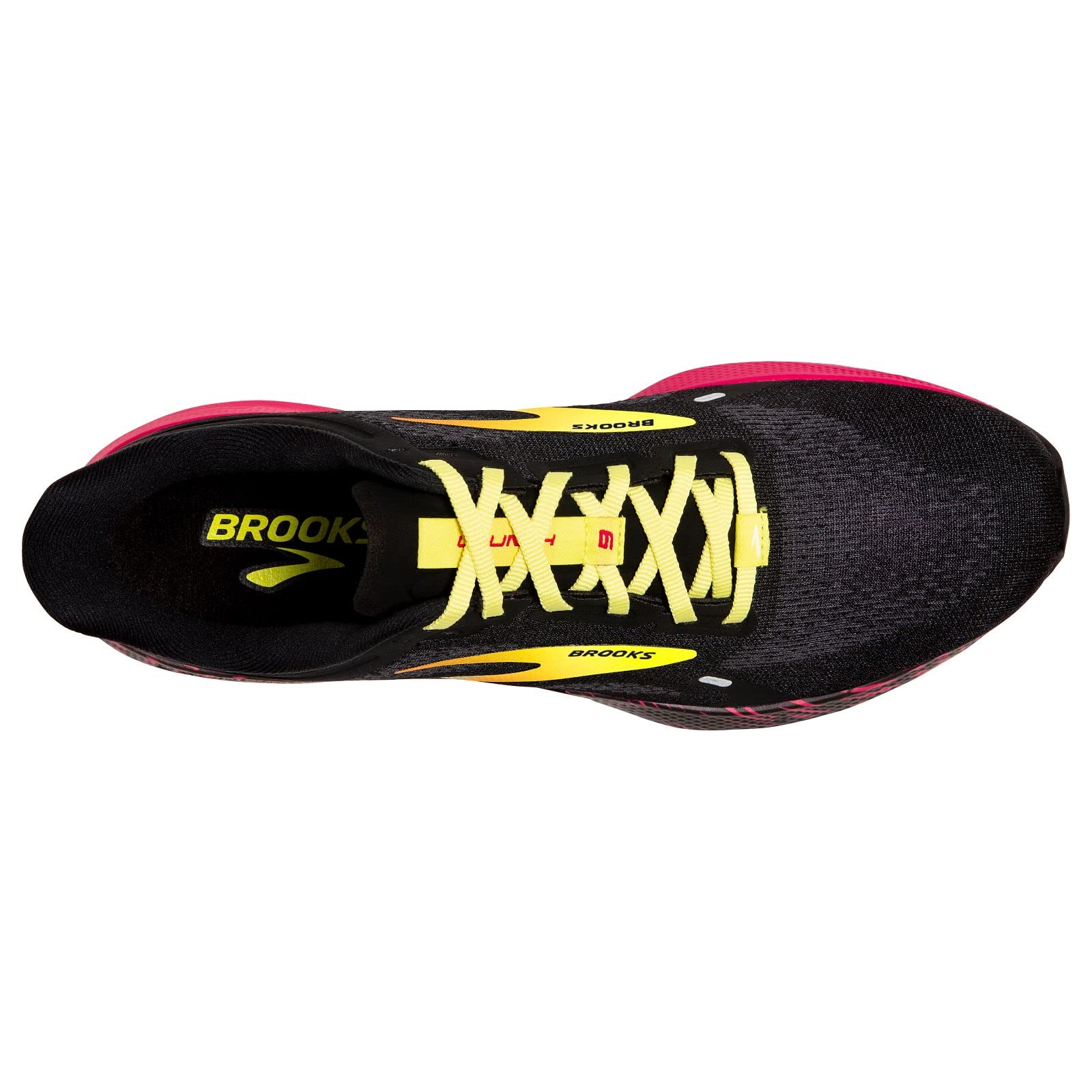 Brooks Launch 9 Men Road Running Shoes Black Pink Yellow Lightweight Cotton
