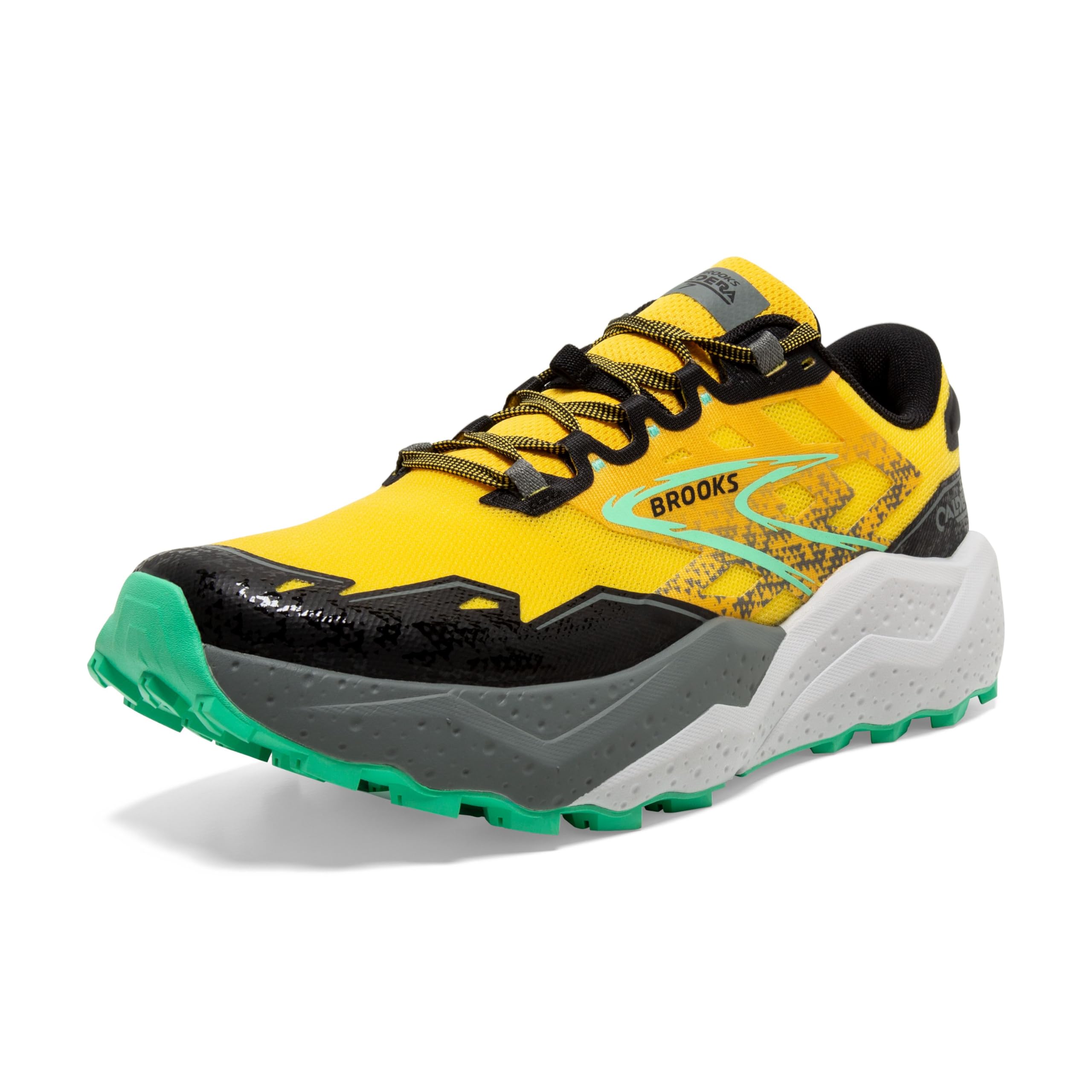 Brooks Caldera 7 Men Trail Running Shoes Mesh Lemon Chrome Black Springbud