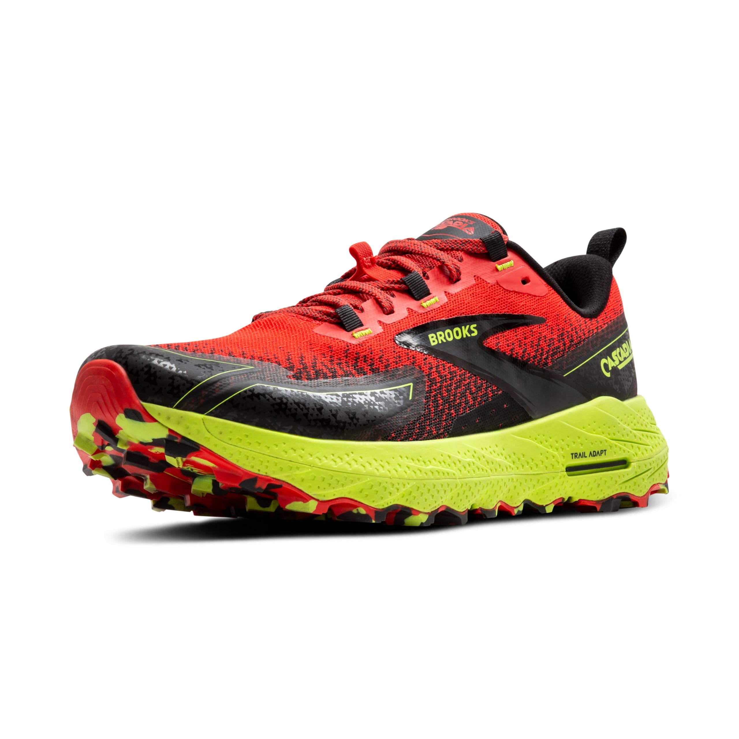 Brooks Cascadia 18 Men's Trail Running Shoes Lightweight Flexible Cherry Tomato Lime Black
