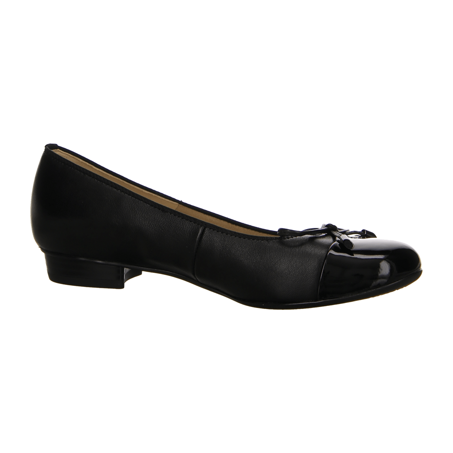 ARA BARI Women's Leather Ballet Flats with Suede Lining and Round Toe in Black
