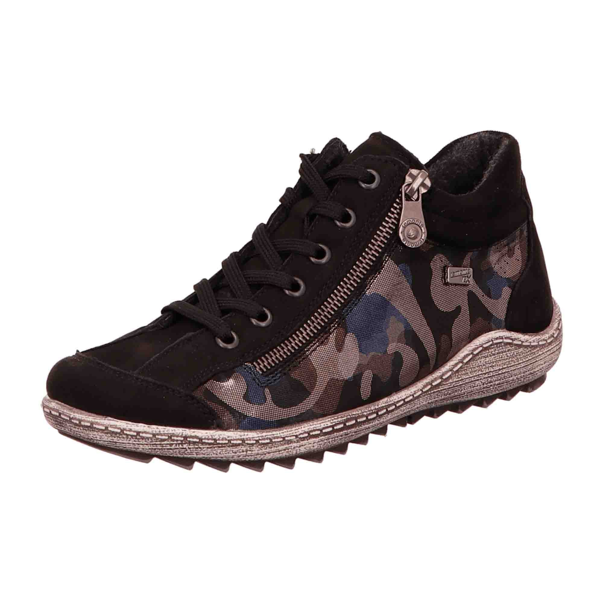 Remonte Comfortable Lace-Up Shoes for Women Black Nubuck Leather Warm Lining