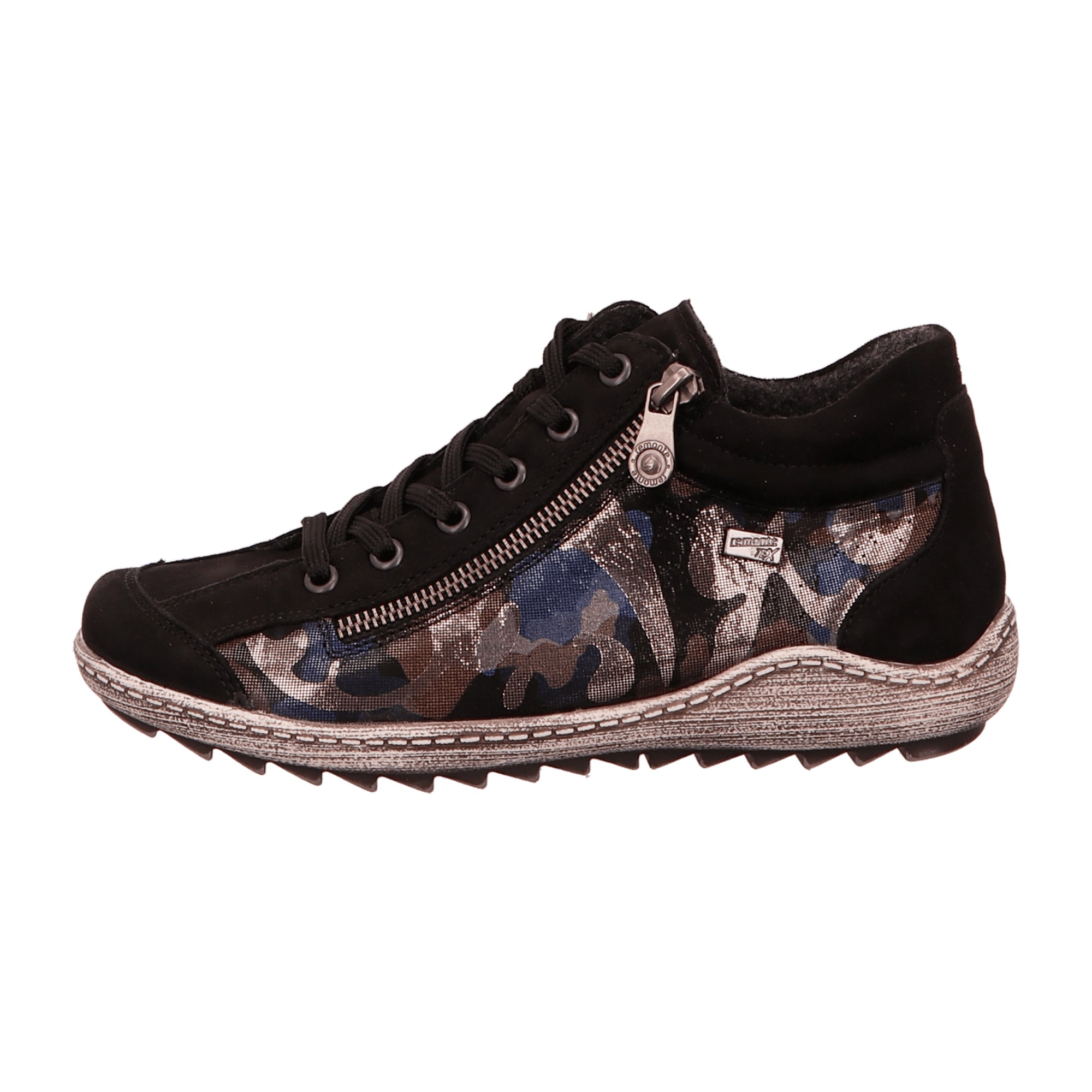 Remonte Comfortable Lace-Up Shoes for Women Black Nubuck Leather Warm Lining