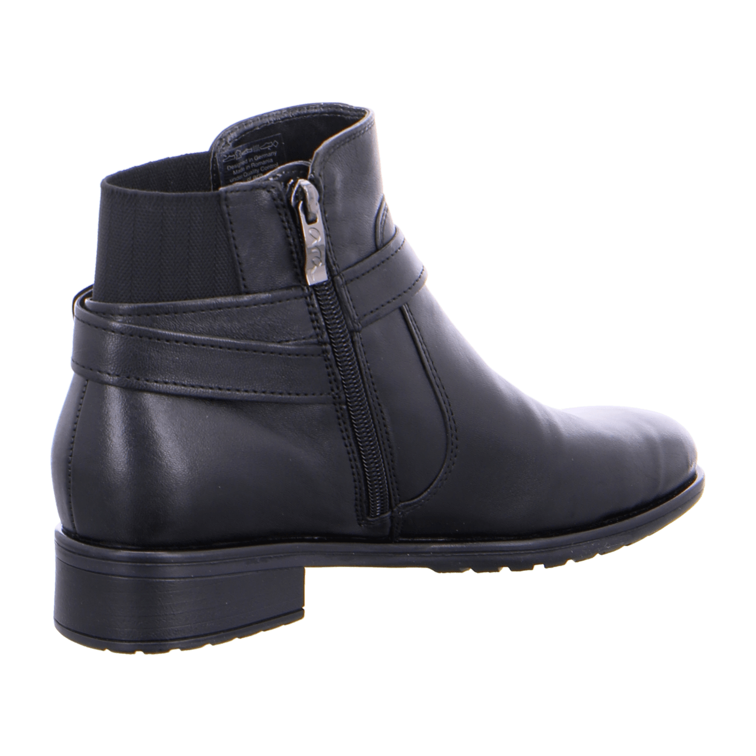 ARA Women's Leather Ankle Boots with Zipper, Black - Bartel-Shop