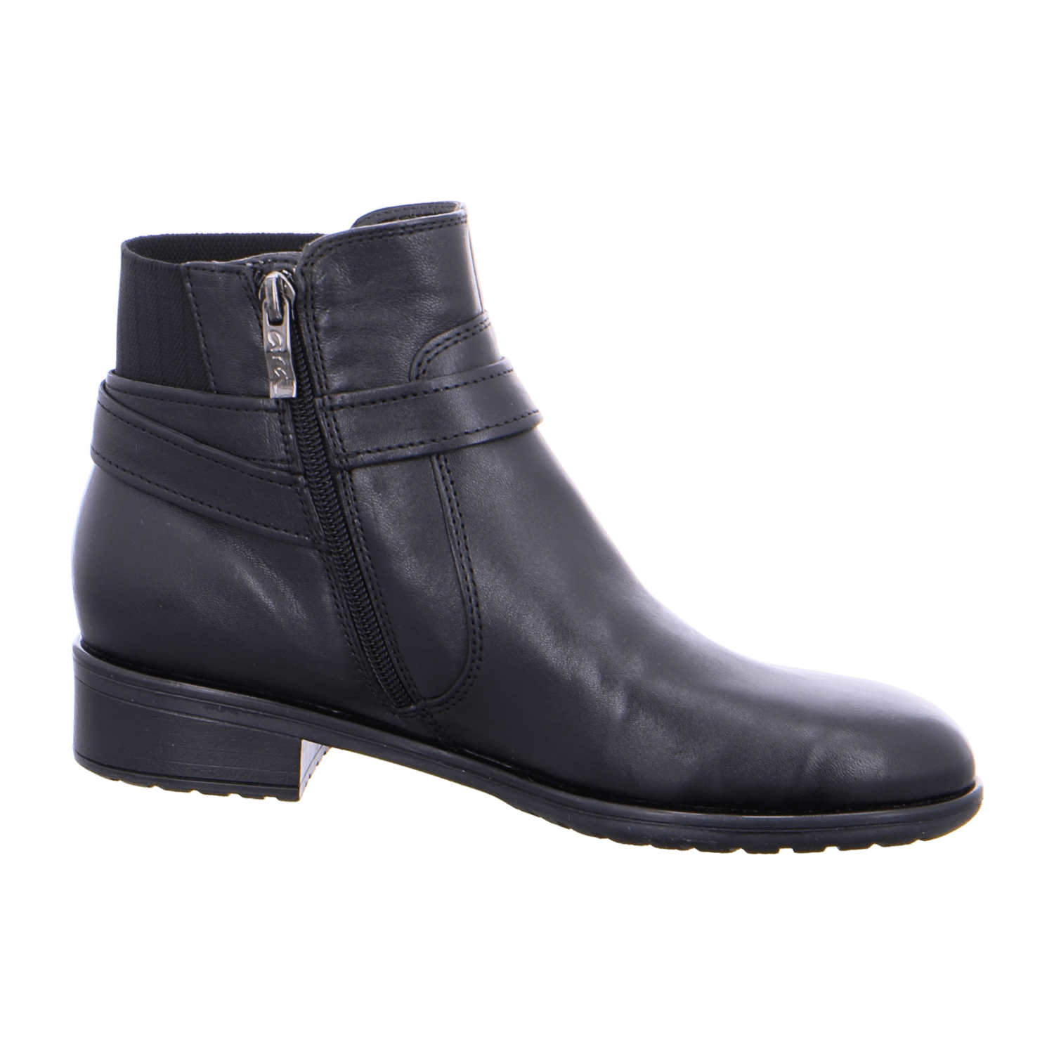 ARA Women's Leather Ankle Boots with Zipper, Black - Bartel-Shop