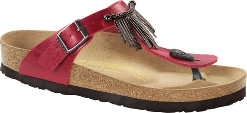 Birkenstock thong sandal Gizeh Fringe BF graceful red - Bartel-Shop