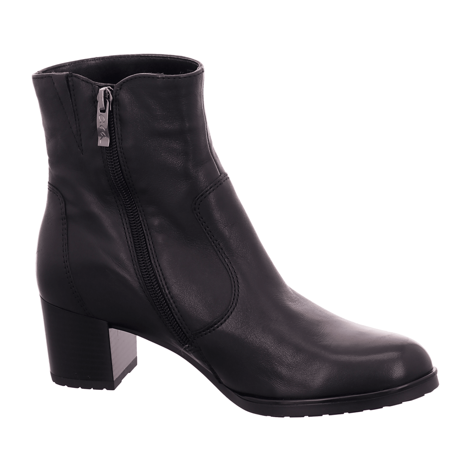 ARA FLORENZ Women's Leather Ankle Boots with Side Zipper, Black Smooth Leather, Cold Weather Lined - Bartel-Shop