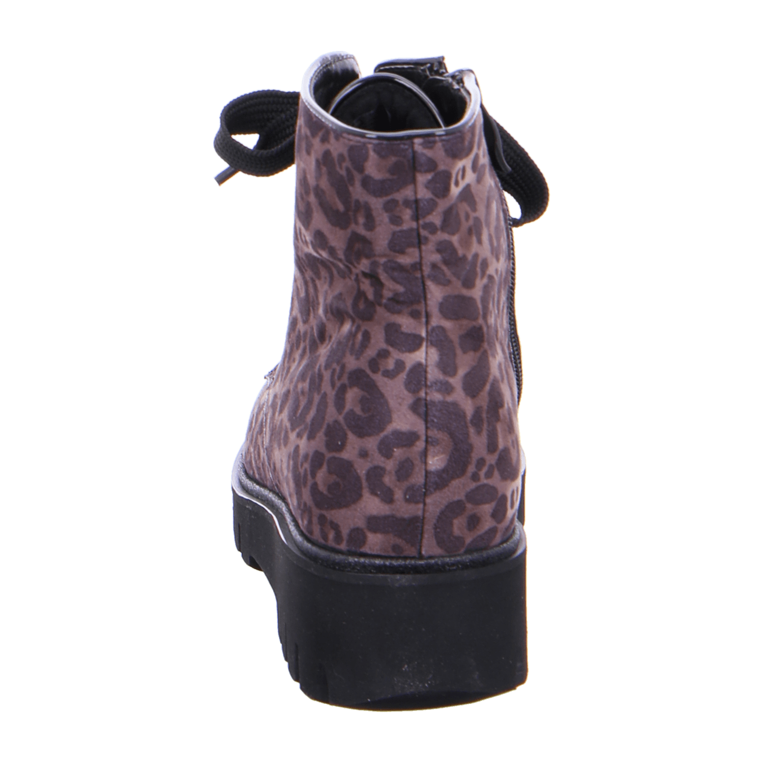 ARA Jackson Women's Combat Boot Ankle Boots with Zipper in Animal Print