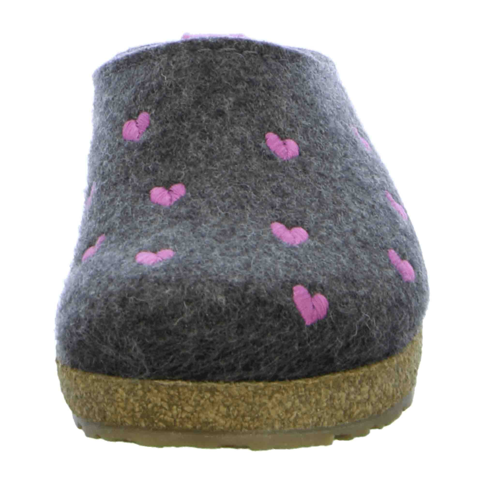 Haflinger Women's Slippers - Stylish & Comfortable Grey Wool Slides