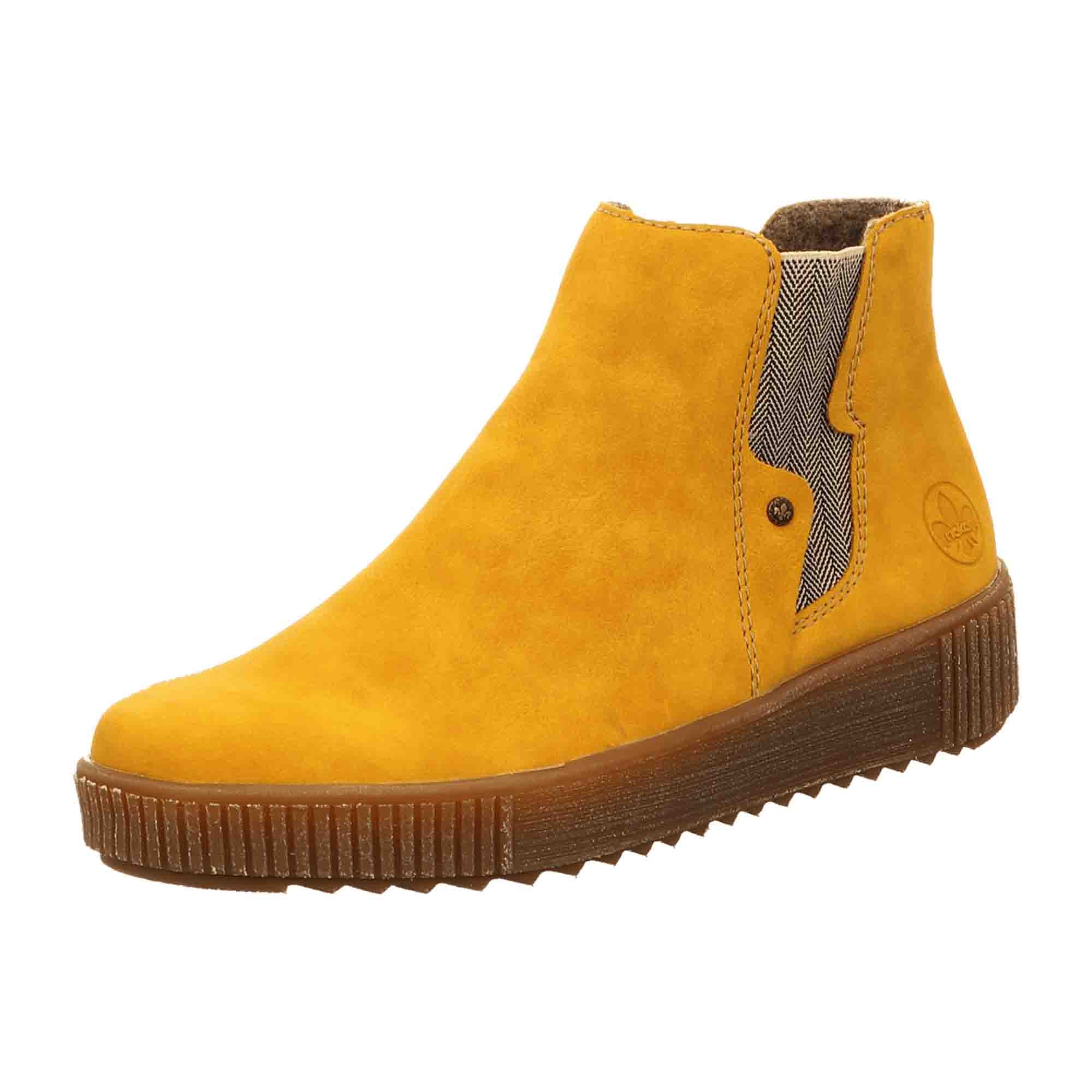 Rieker Women's Yellow Slip-On Ankle Boots with Zip and Warm Lining Synthetic
