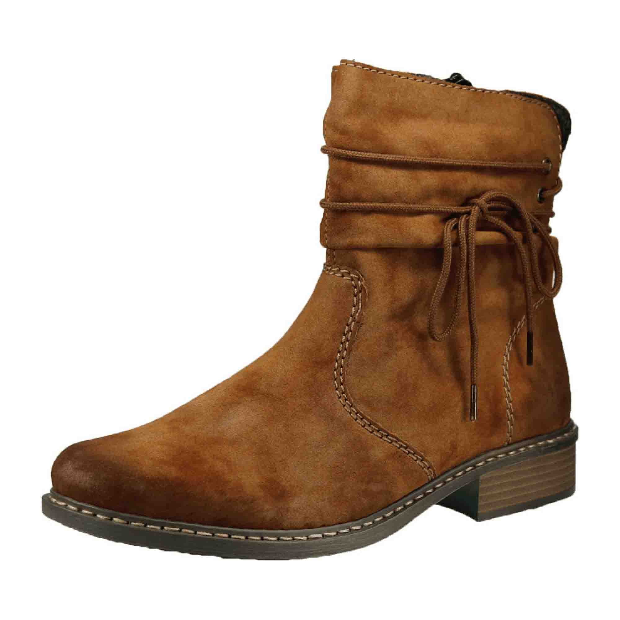 Rieker Women's Brown Ankle Boots with Zip and Soft Fleece Lining