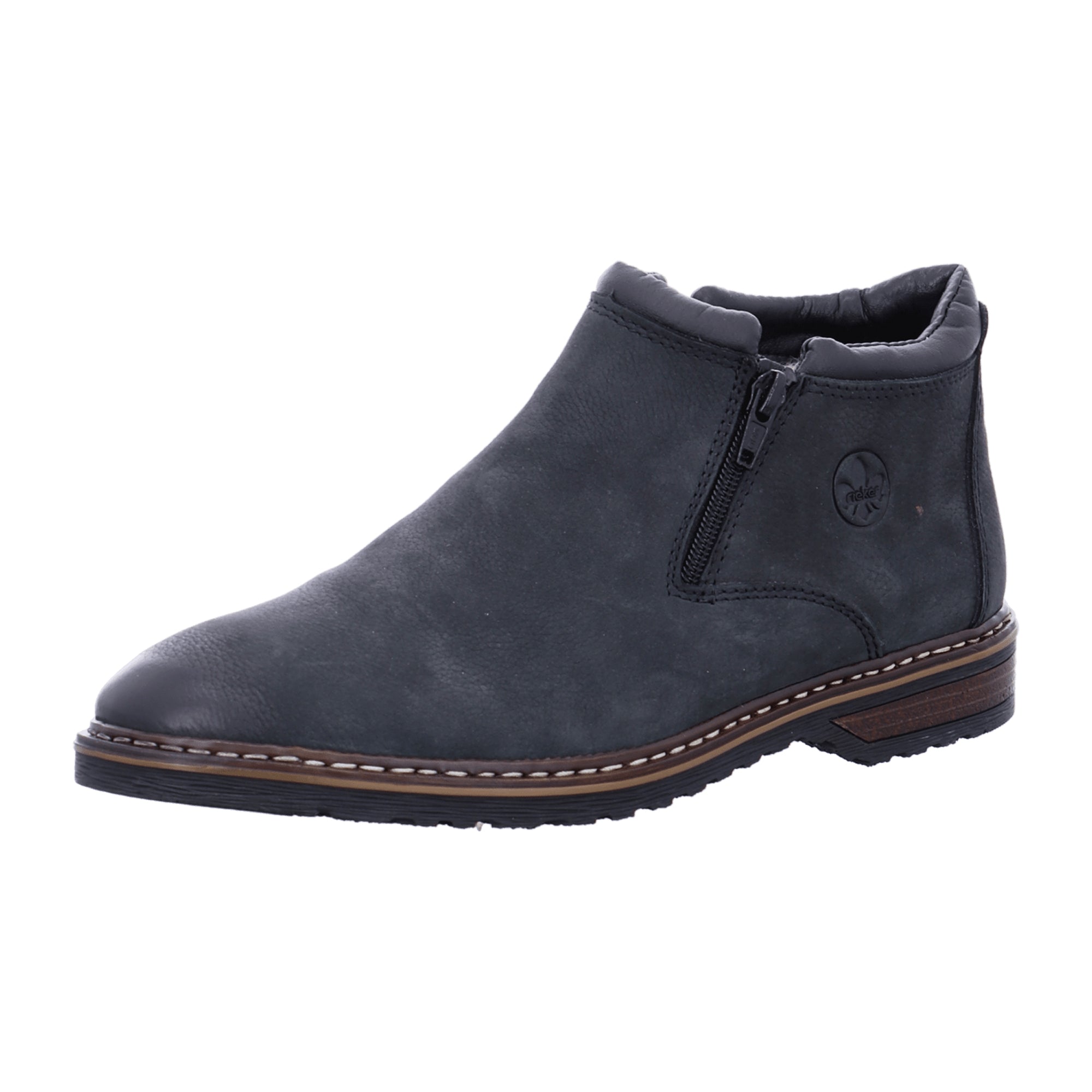 Rieker Men's Blue Nubuck Leather Ankle Boots with Warm Wool Lining