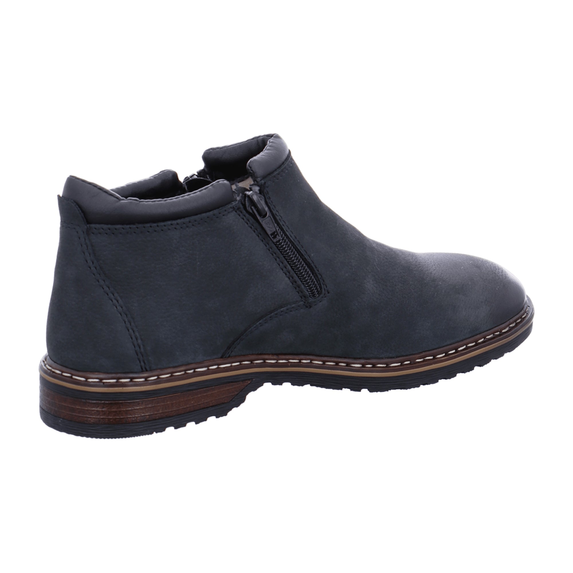 Rieker Men's Blue Nubuck Leather Ankle Boots with Warm Wool Lining