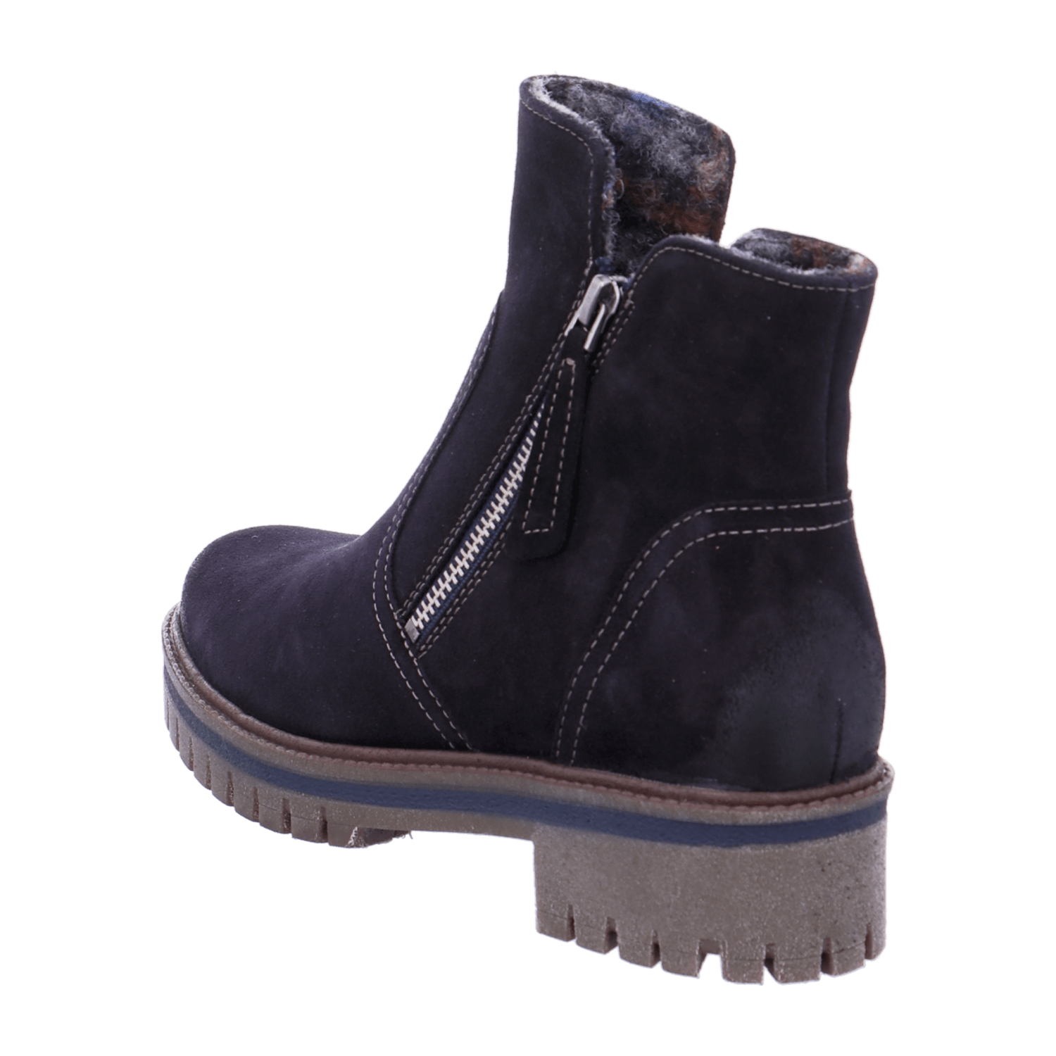 ARA JACKSON Women's Boots in Blue Nubuck Leather with Zipper, Ankle Boots, Round Toe - Bartel-Shop
