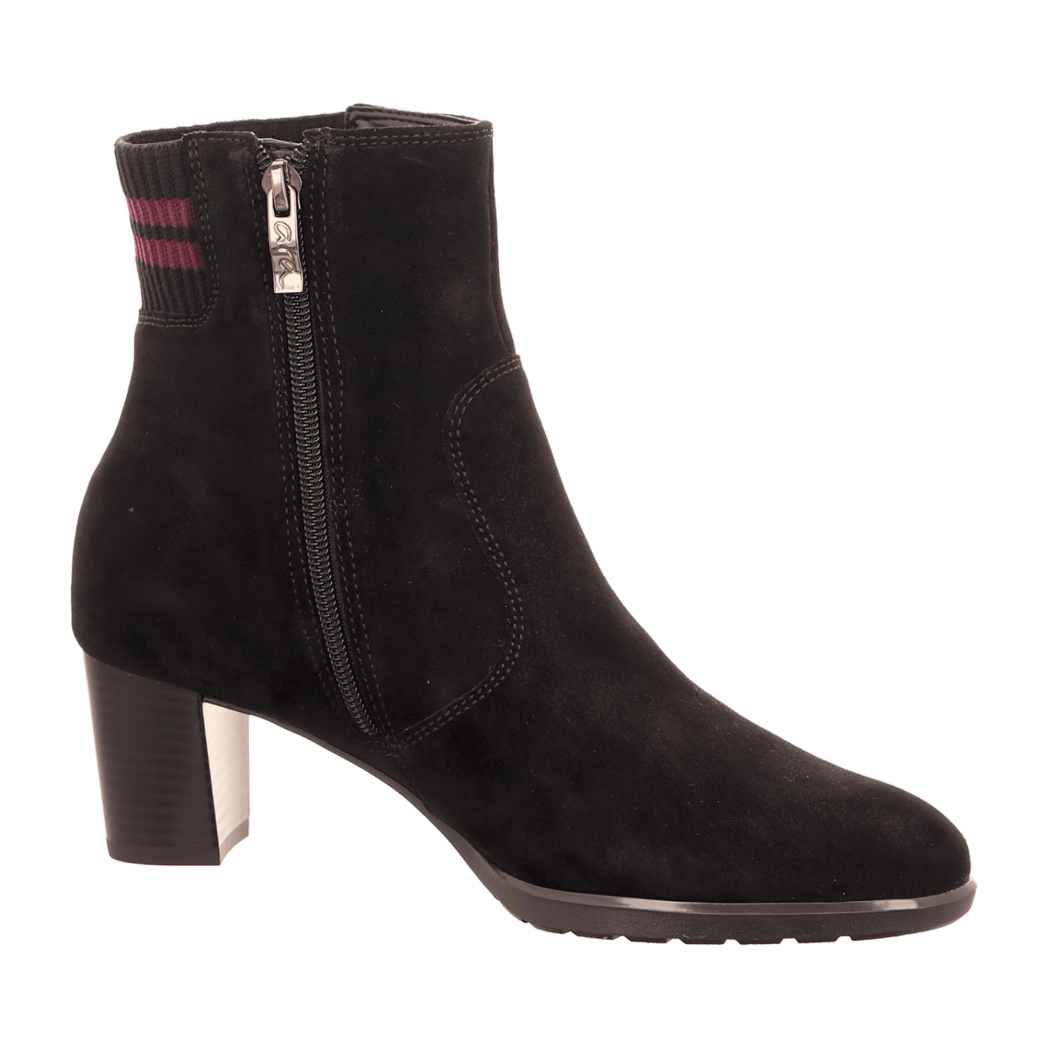 ARA ORLY Women's Ankle Boots with Zipper in Black Synthetic with Leather-Textile Lining and Round Toe
