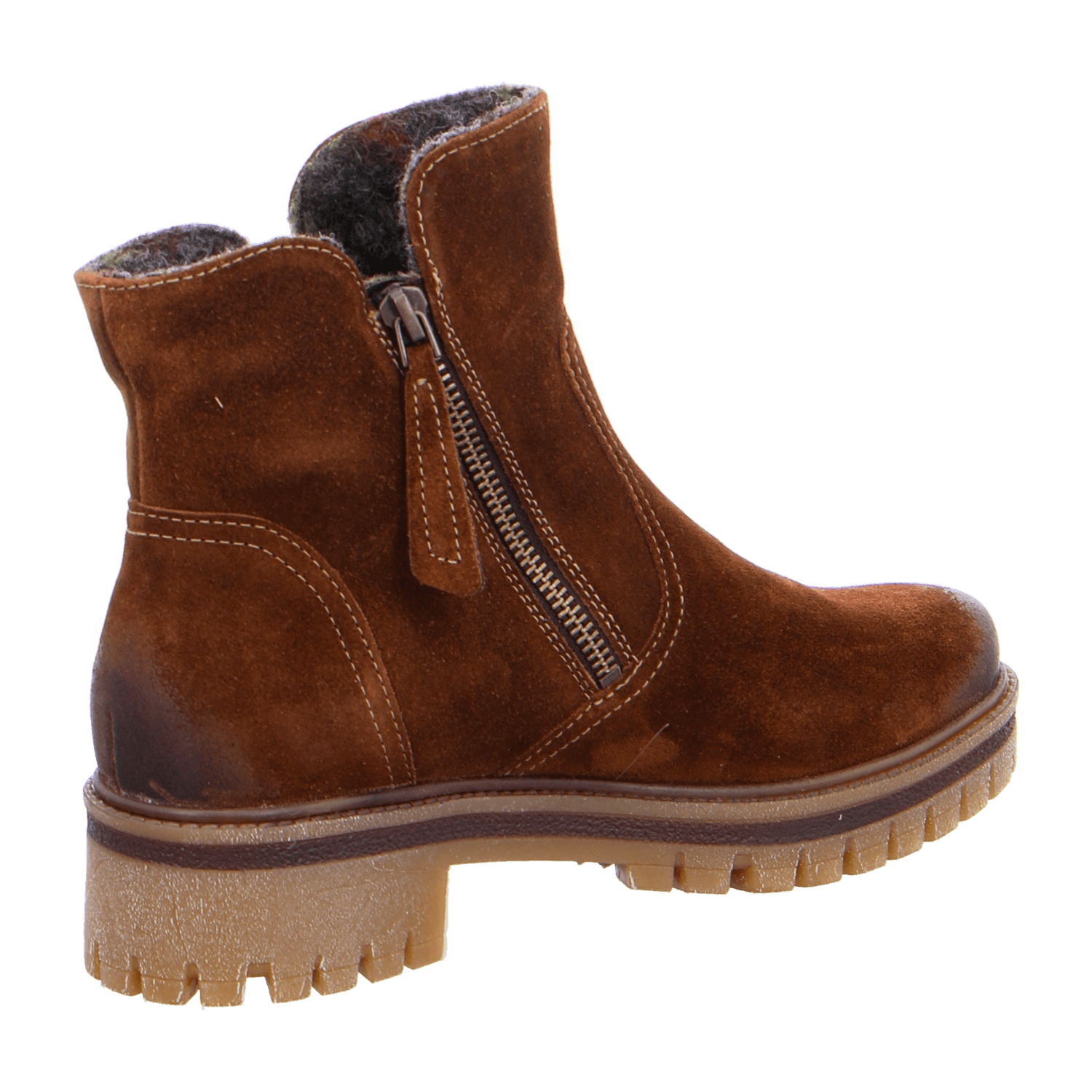 ARA JACKSON Women's Ankle Boots in Brown Nubuck Leather with Zipper and Round Toe
