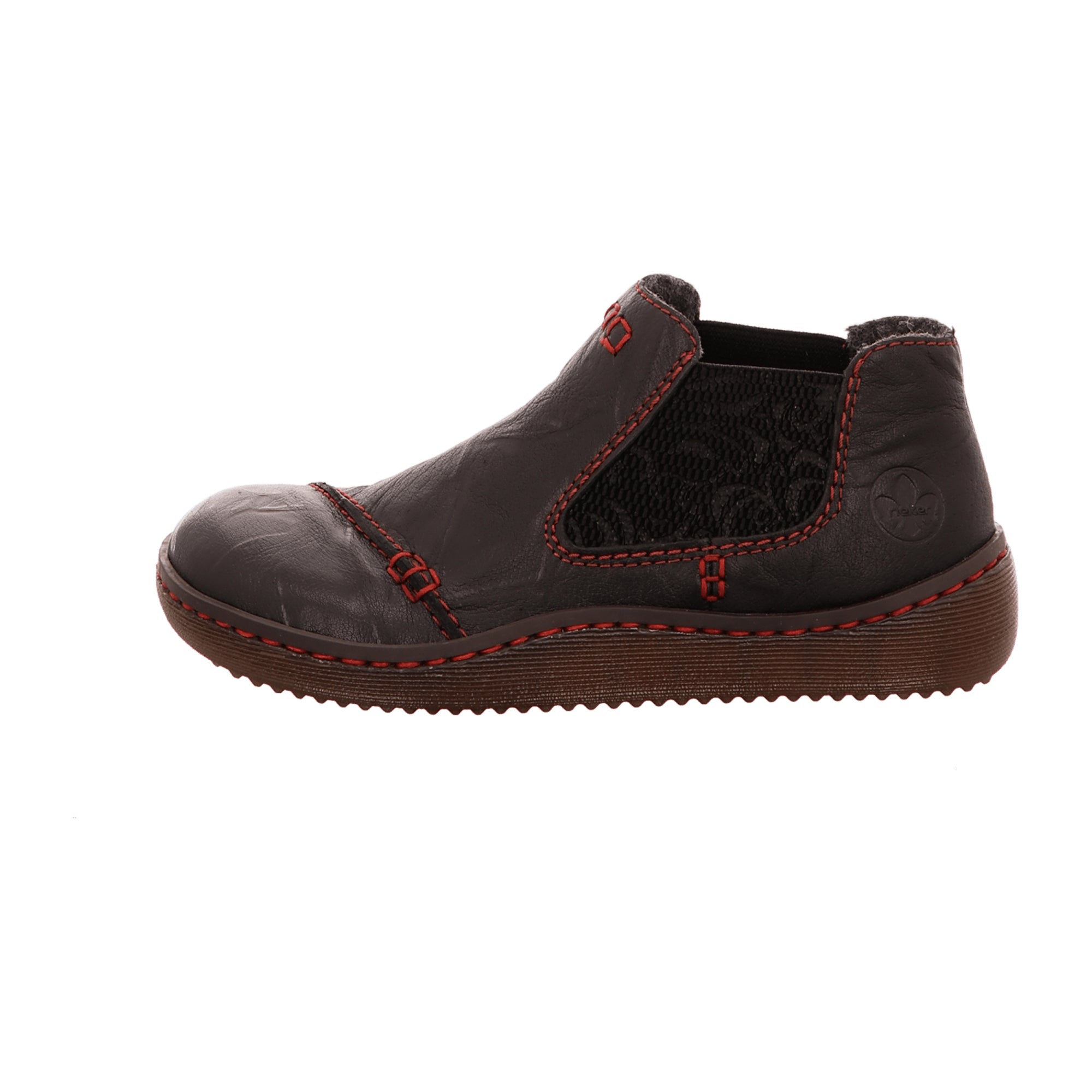 Rieker Women's Black Leather Ankle Boots with Zipper and Warm Lining for Winter