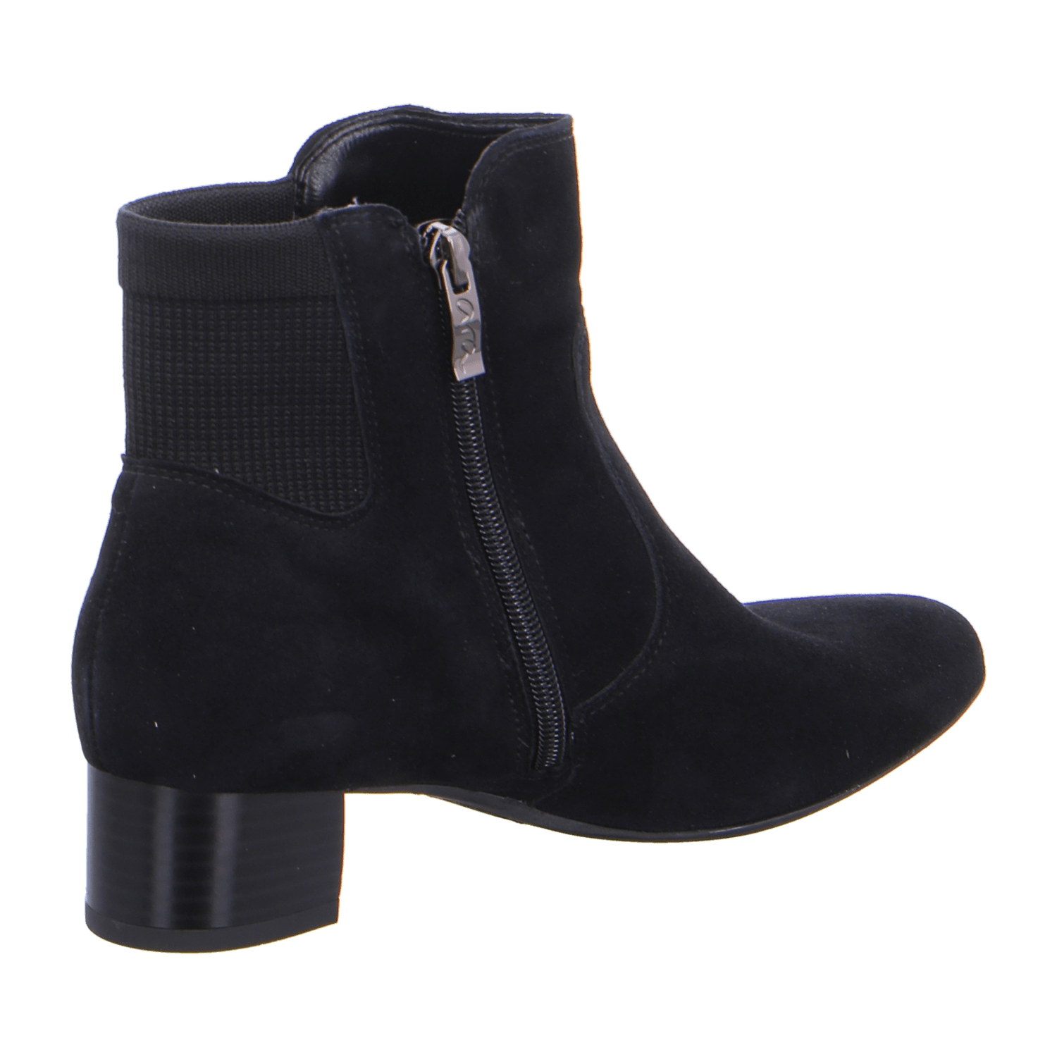 ARA VICENZA Women's Ankle Boots in Black Nubuck Leather with Side Zipper
