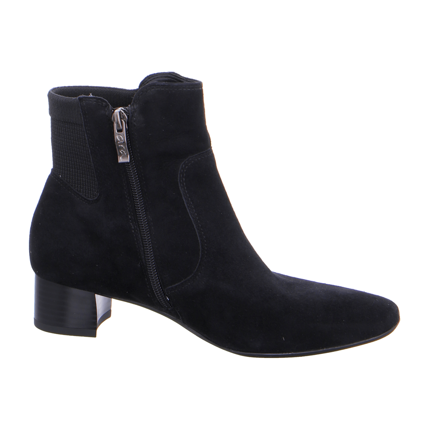ARA VICENZA Women's Ankle Boots in Black Nubuck Leather with Side Zipper