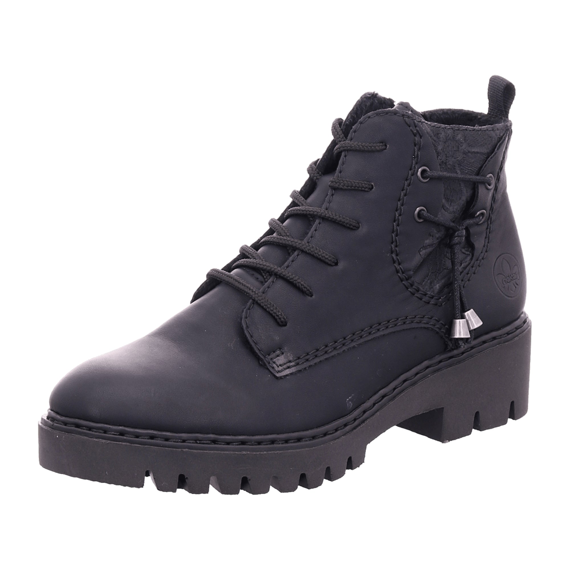 Rieker Comfortable Black Ankle Boots for Women Fall Winter Synthetic Textile