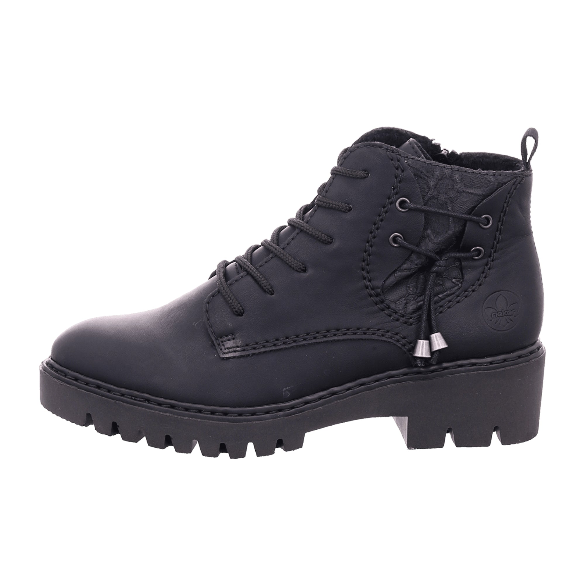 Rieker Comfortable Black Ankle Boots for Women Fall Winter Synthetic Textile