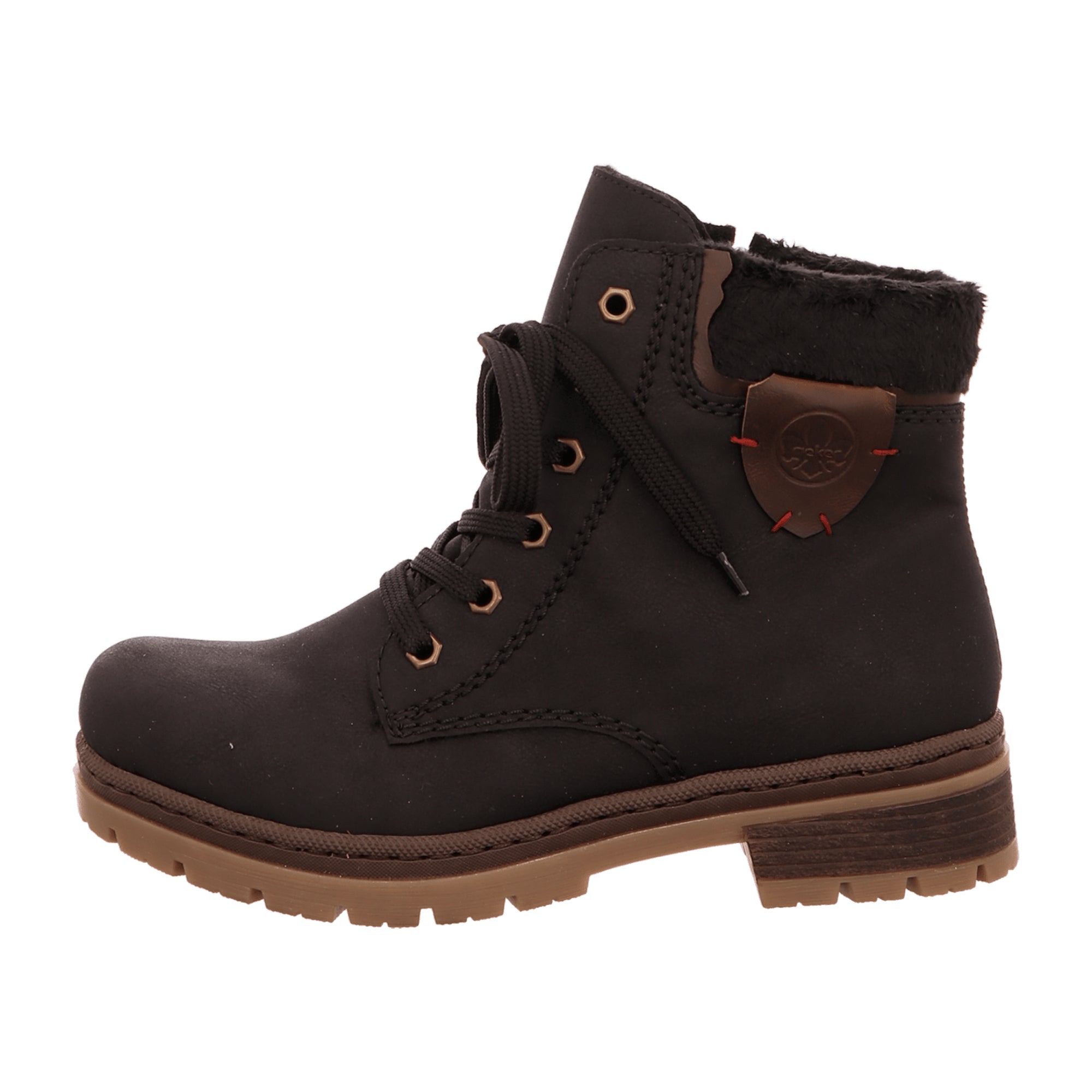 Rieker Women's Black Lace-Up Ankle Boots with Warm Lining for Winter