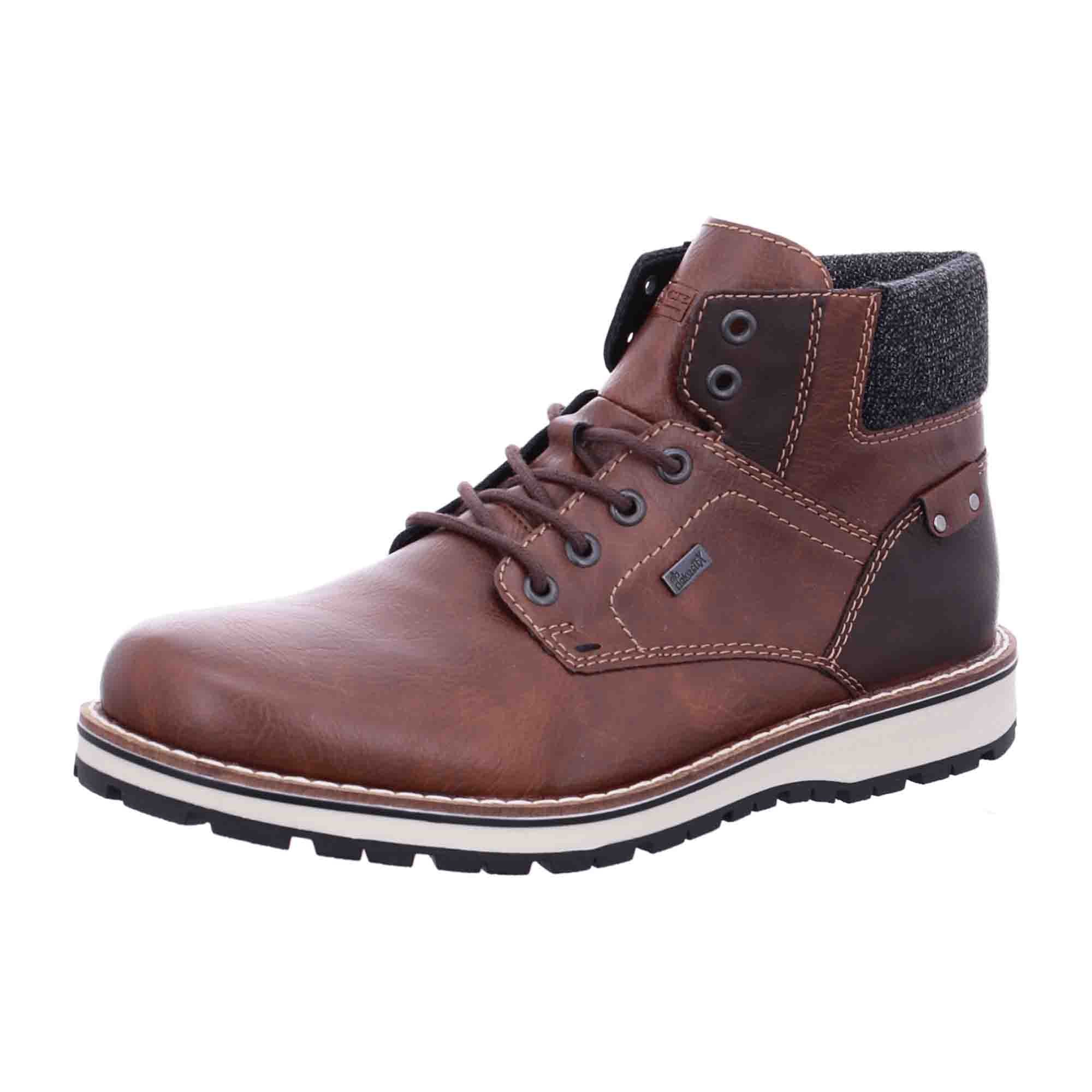 Rieker Men's Brown Lace-Up Boots with Warm Lining and Weatherproof Membrane