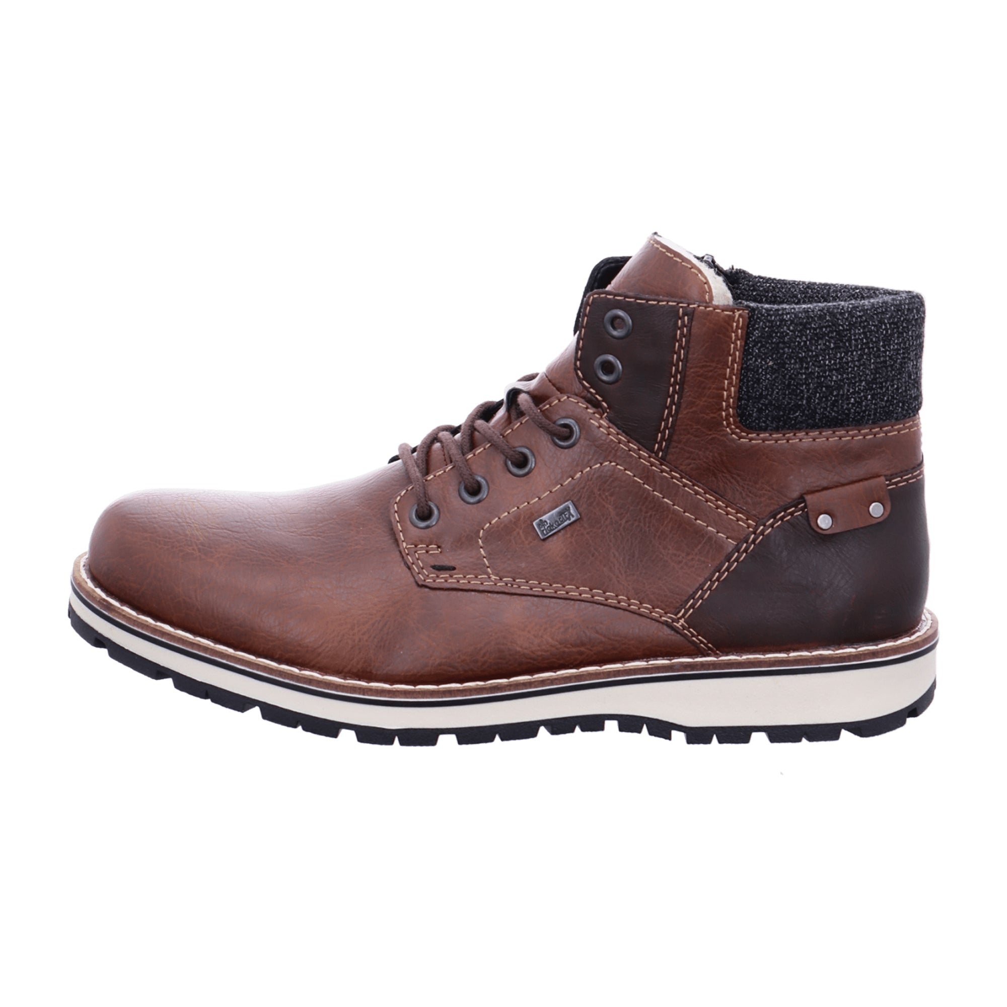 Rieker Men's Brown Lace-Up Boots with Warm Lining and Weatherproof Membrane