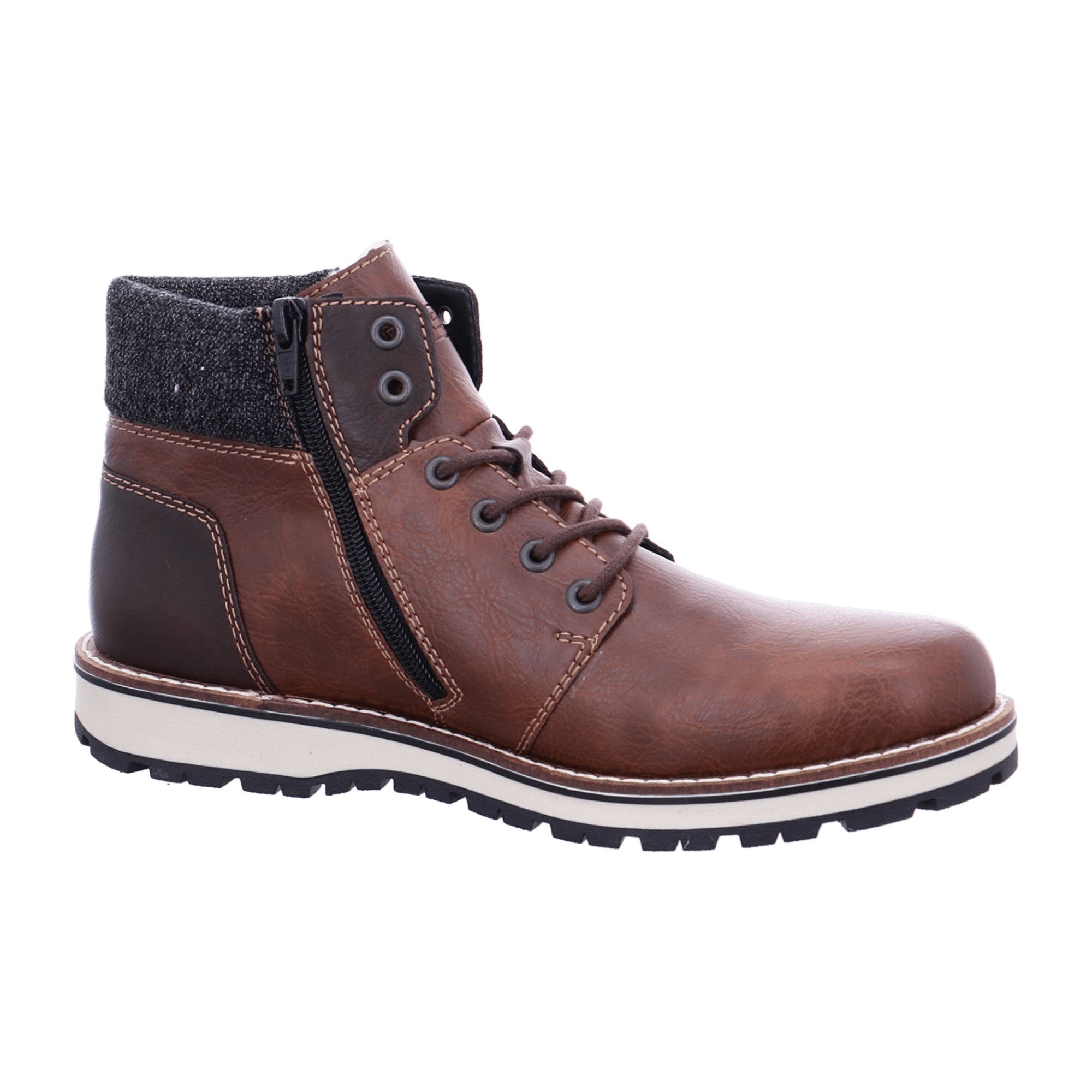 Rieker Men's Brown Lace-Up Boots with Warm Lining and Weatherproof Membrane