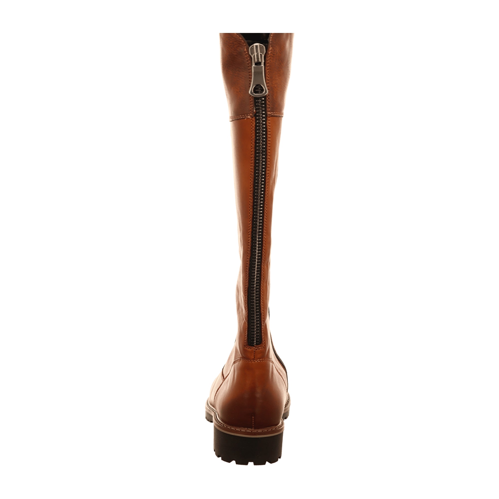 Remonte Women's Brown Long Leather Boots with Block Heel and Adjustable Shaft