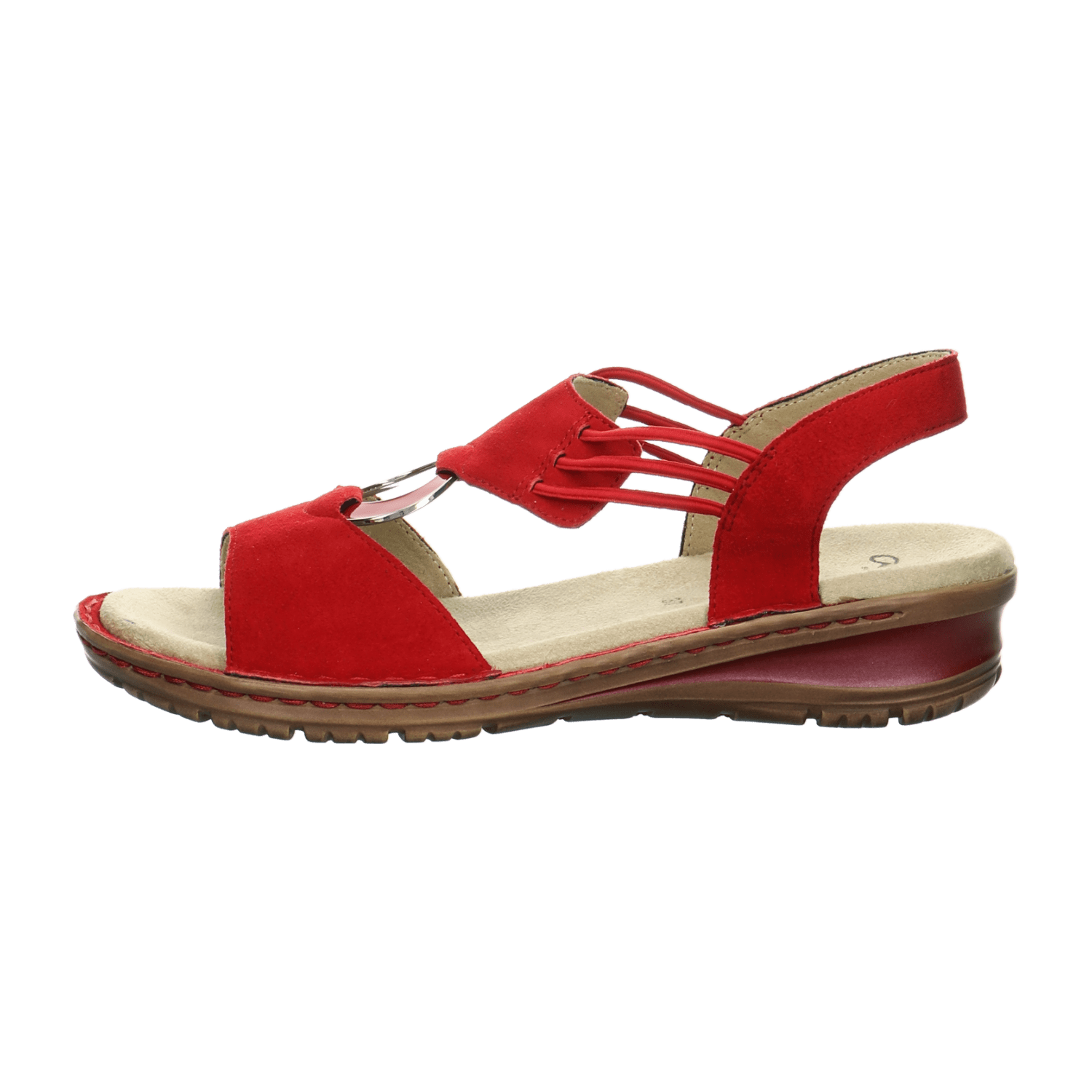 ARA HAWAII Women's T-Bar Sandals in Red Nubuck Leather with Open Toe and Textile Lining