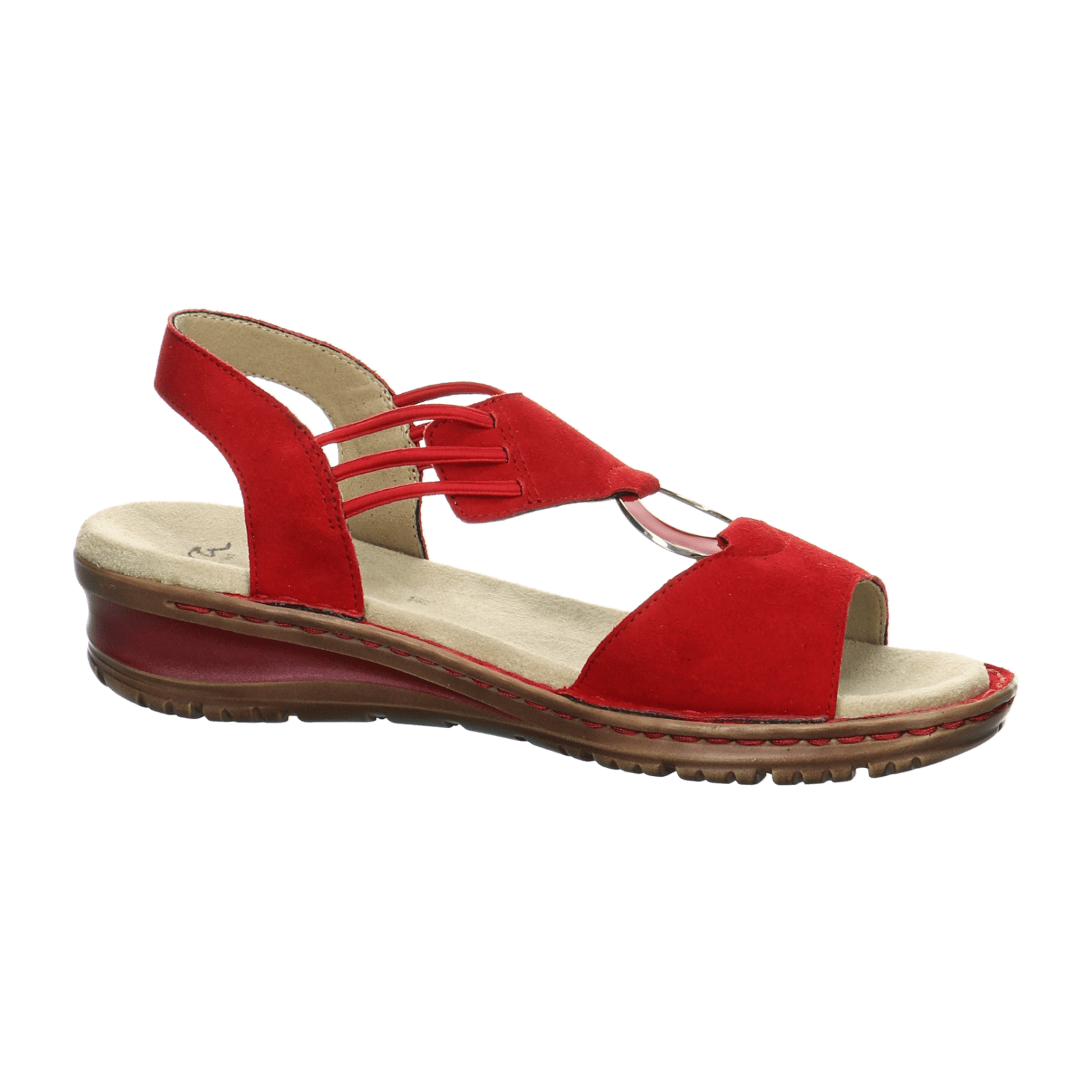 ARA HAWAII Women's T-Bar Sandals in Red Nubuck Leather with Open Toe and Textile Lining