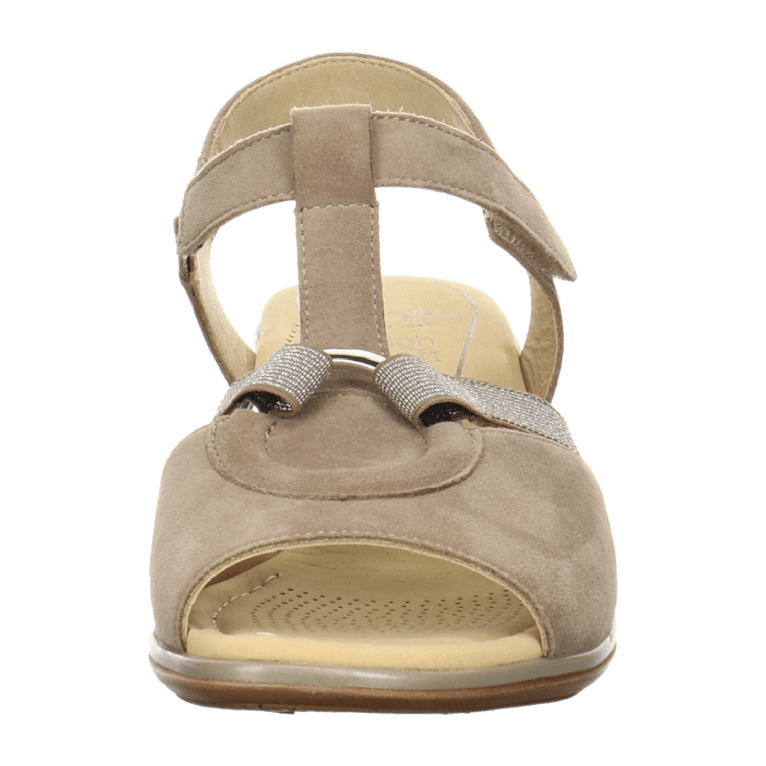 ARA LUGANO Women's Beige Nubuck Sandals with Hook-and-Loop Closure and Open Toe