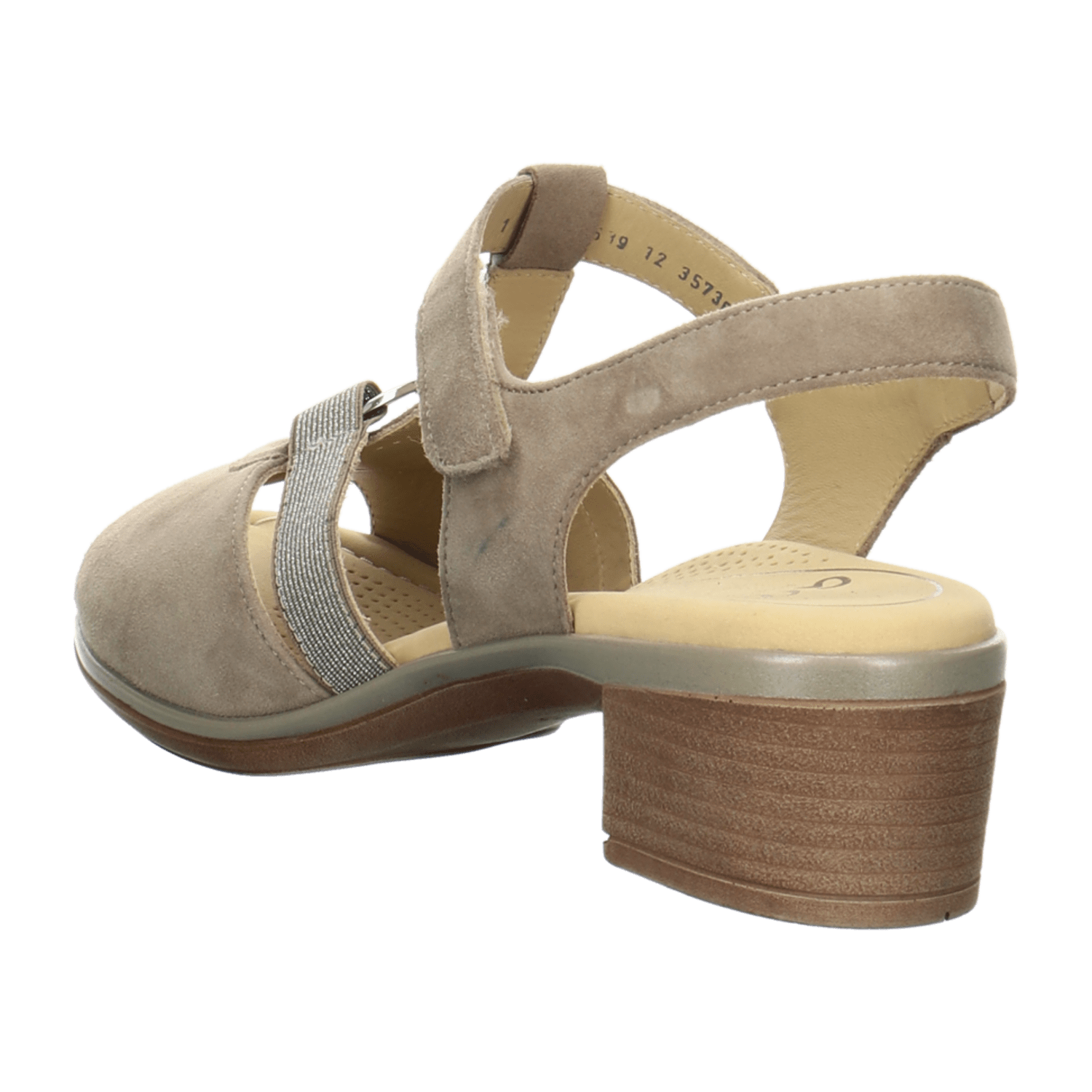 ARA LUGANO Women's Beige Nubuck Sandals with Hook-and-Loop Closure and Open Toe