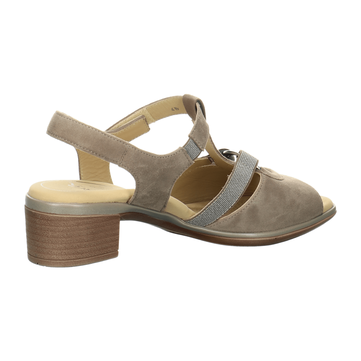 ARA LUGANO Women's Beige Nubuck Sandals with Hook-and-Loop Closure and Open Toe