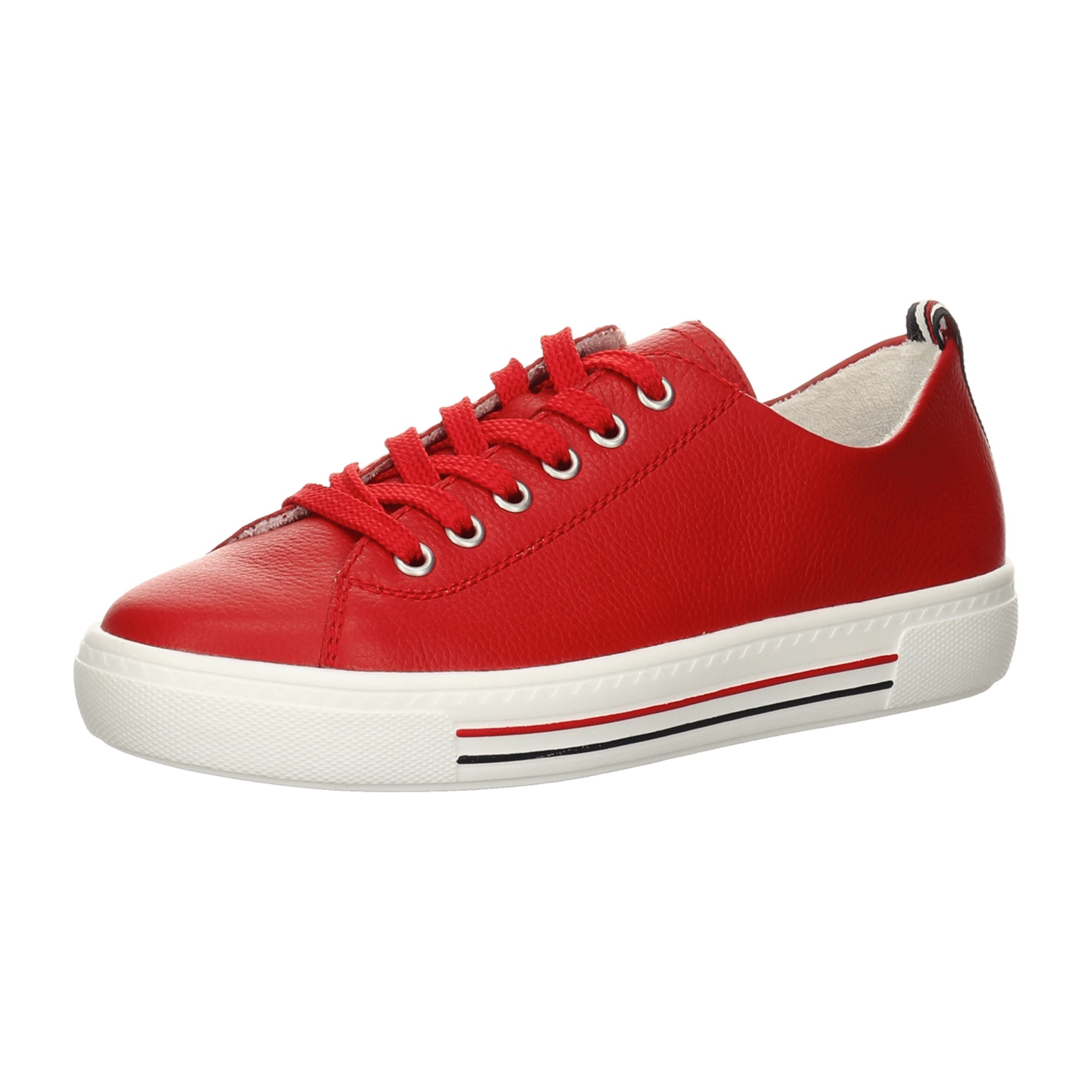 Remonte Dorndorf Women's Red Leather Lace-Up Shoes with Removable Insole