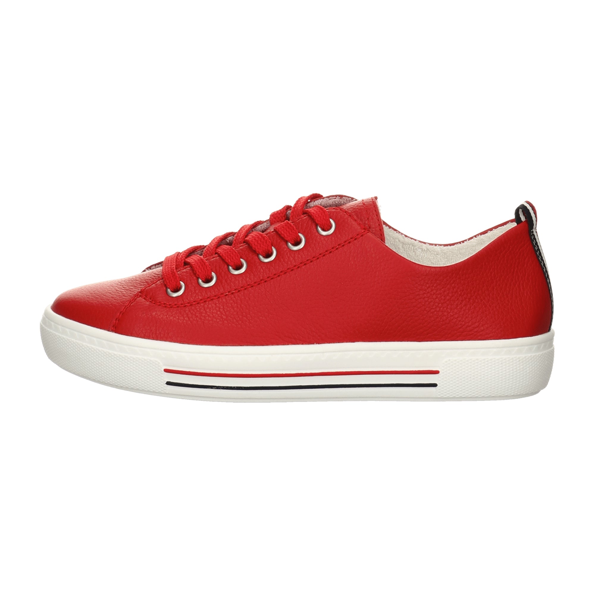 Remonte Dorndorf Women's Red Leather Lace-Up Shoes with Removable Insole
