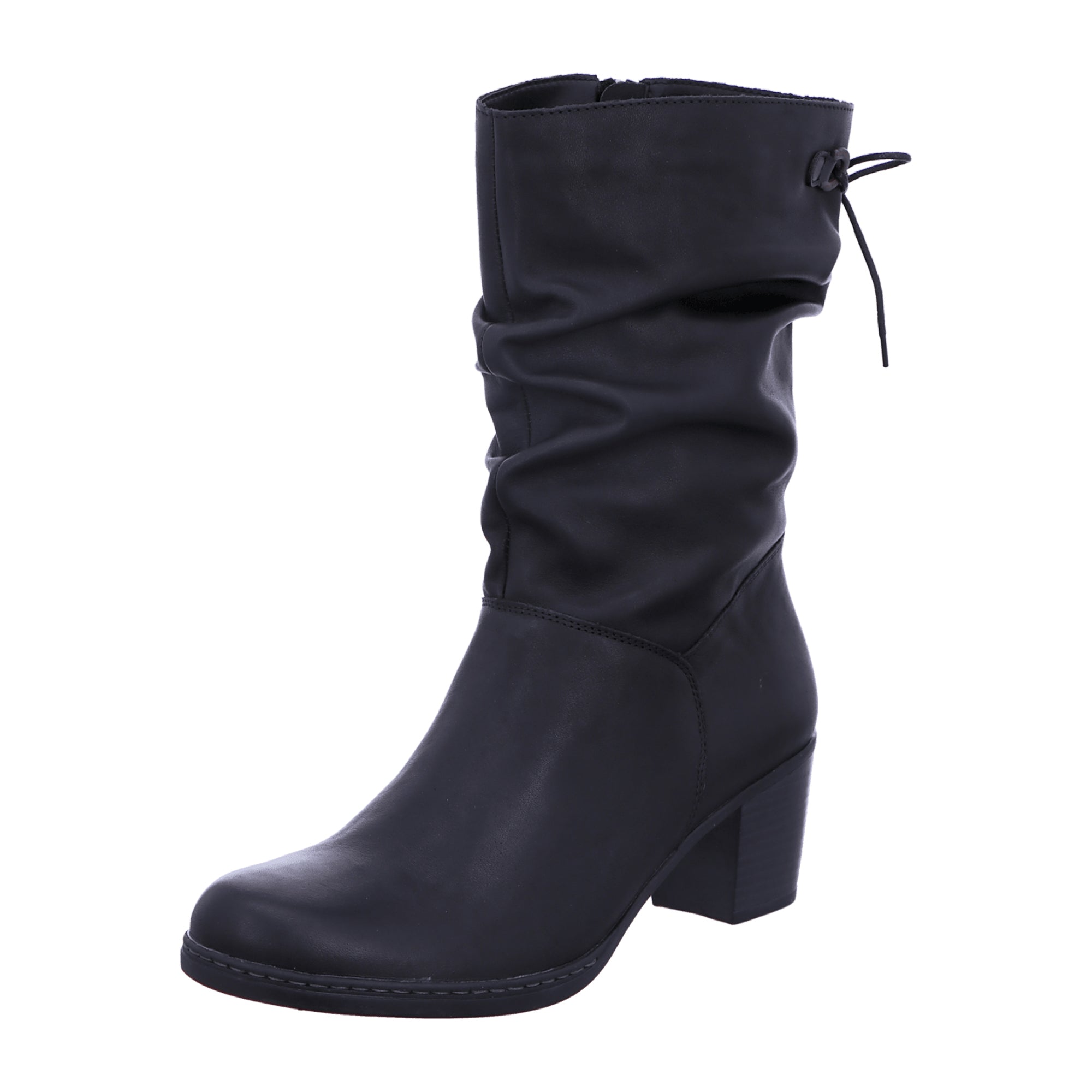 Remonte NV Women's Black Leather Ankle Boots with Zip Closure