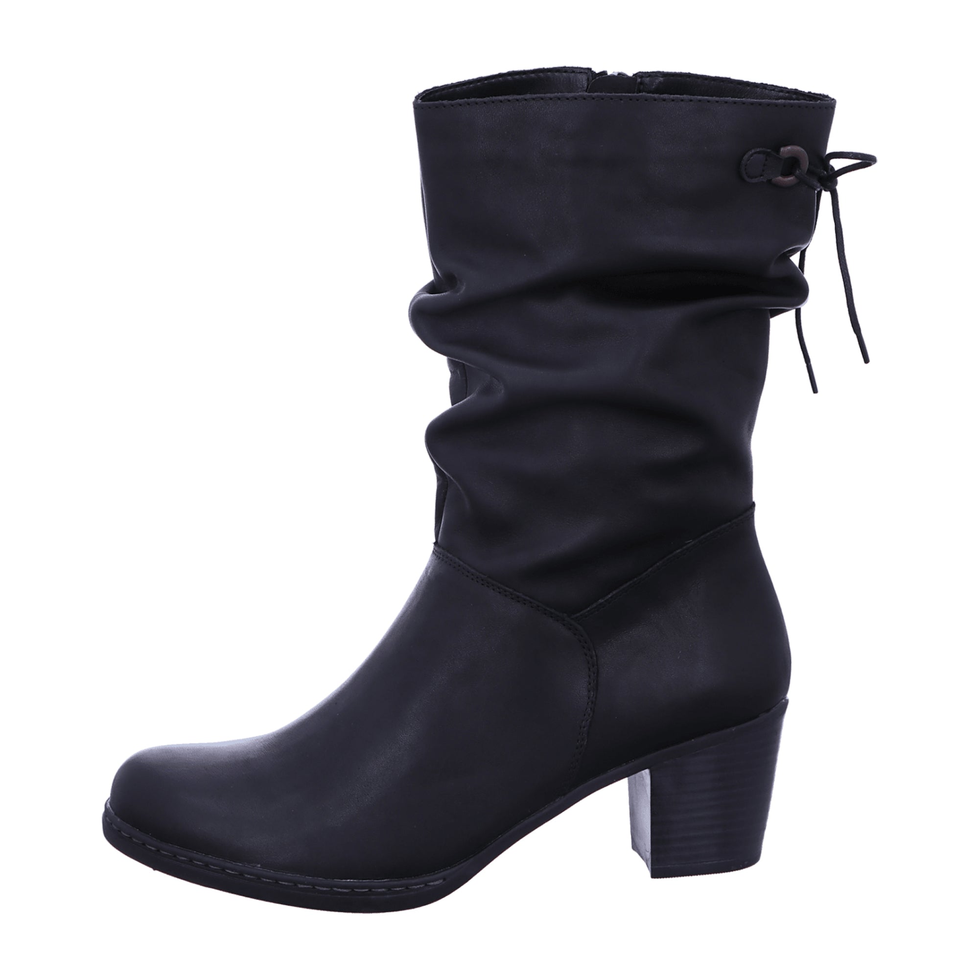 Remonte NV Women's Black Leather Ankle Boots with Zip Closure
