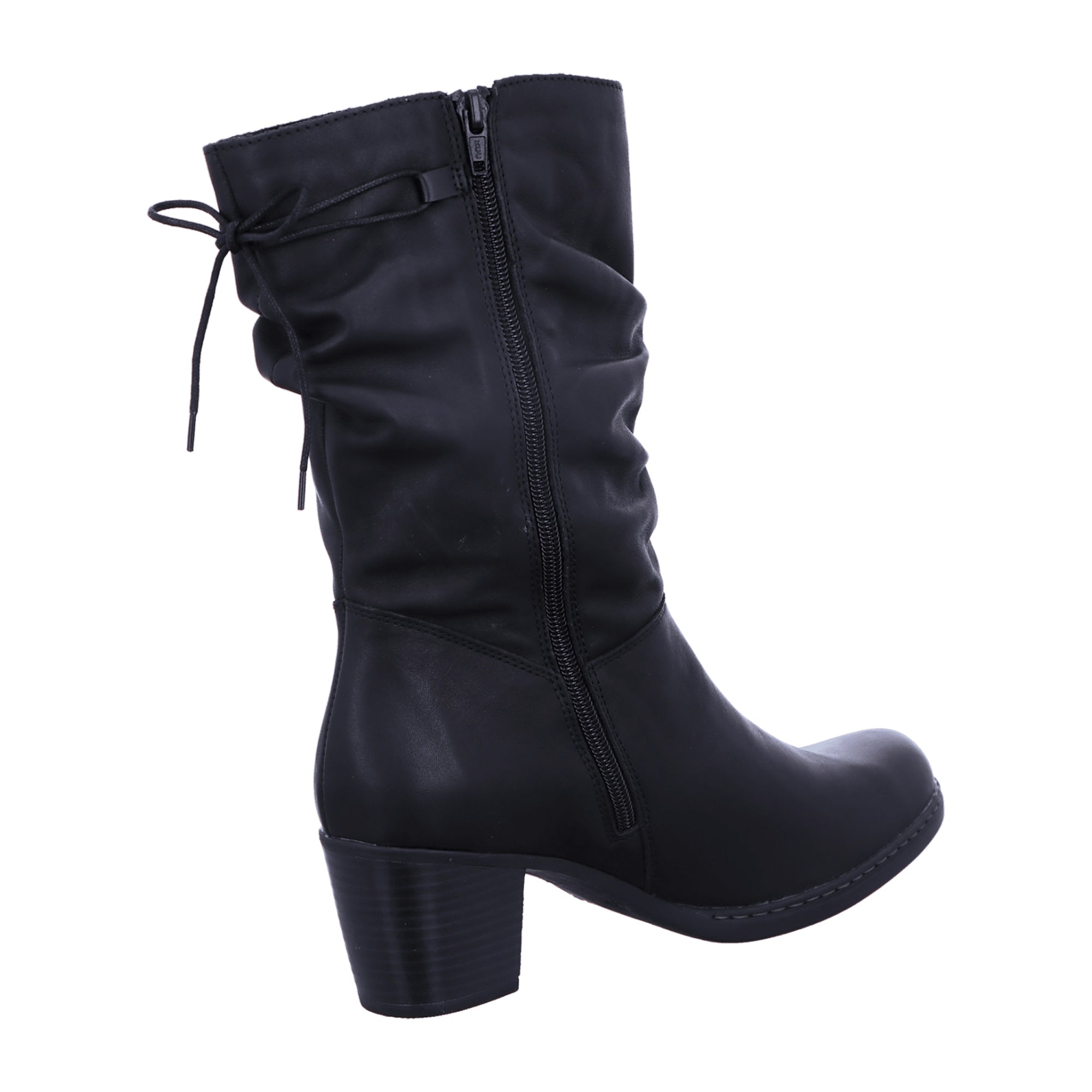 Remonte NV Women's Black Leather Ankle Boots with Zip Closure