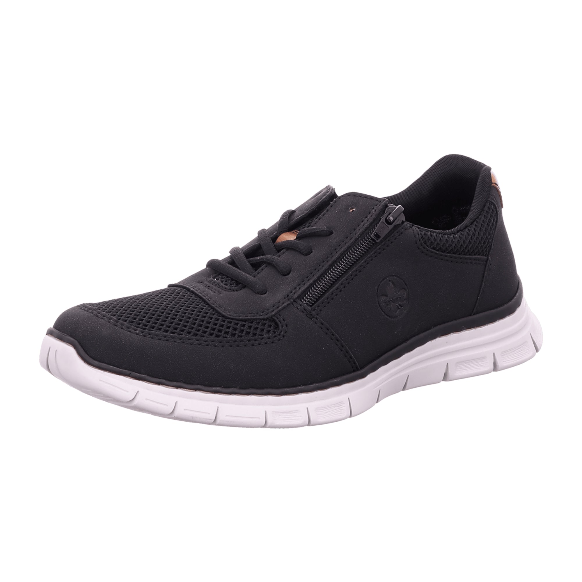 Rieker Men's Black Lace-Up Shoes with Zipper and Soft Textile Lining