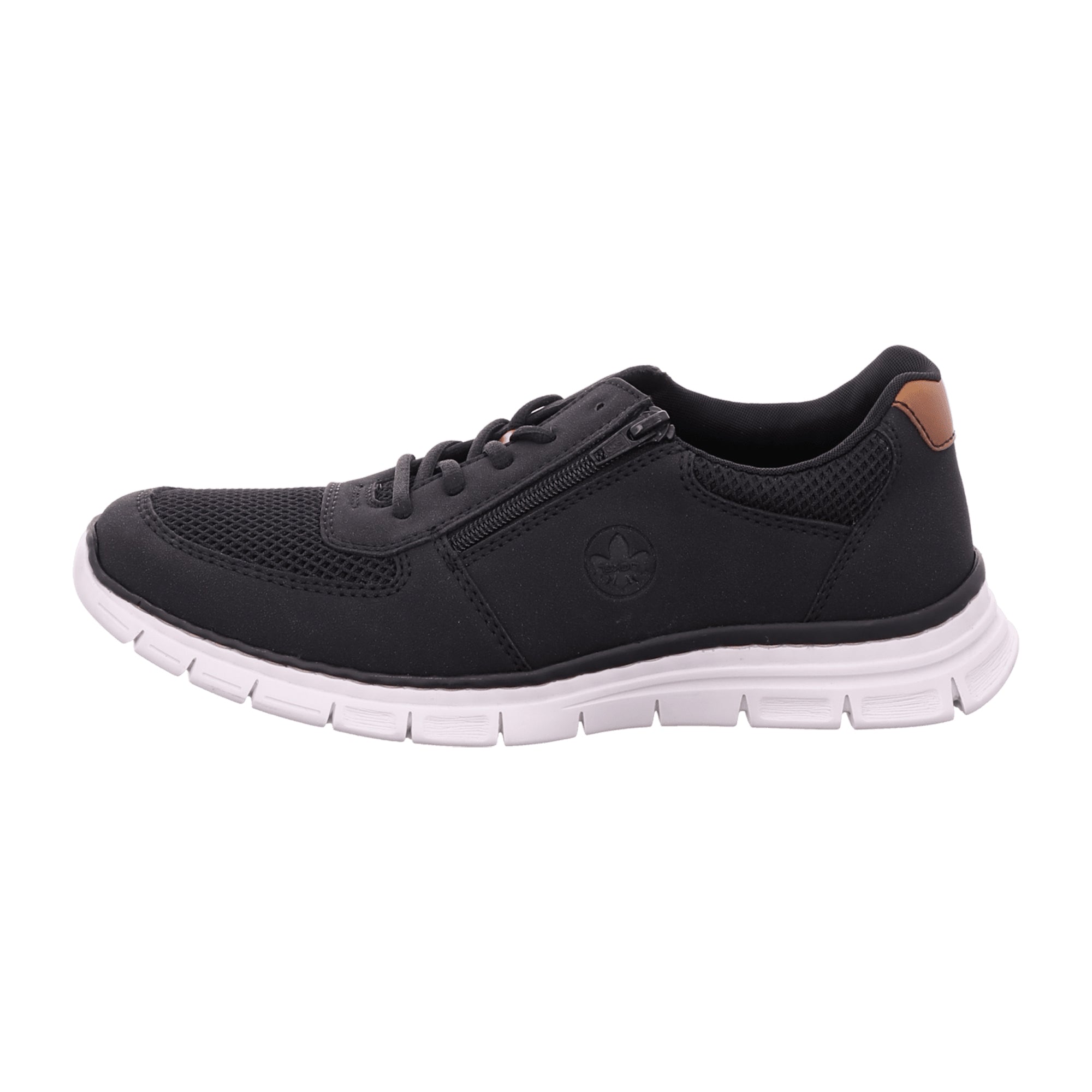 Rieker Men's Black Lace-Up Shoes with Zipper and Soft Textile Lining