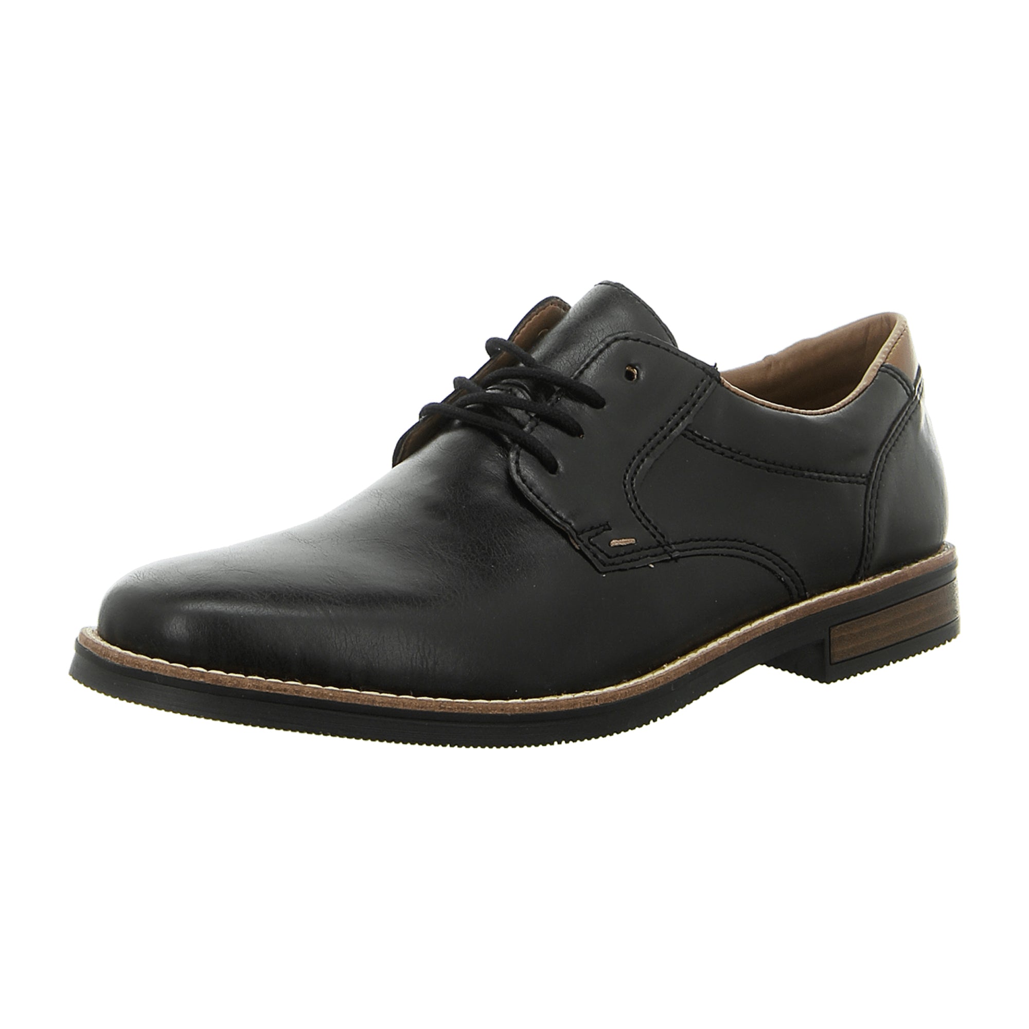Rieker Black Lace-Up Shoes Comfortable Faux Leather with Grip Sole and Soft Insole