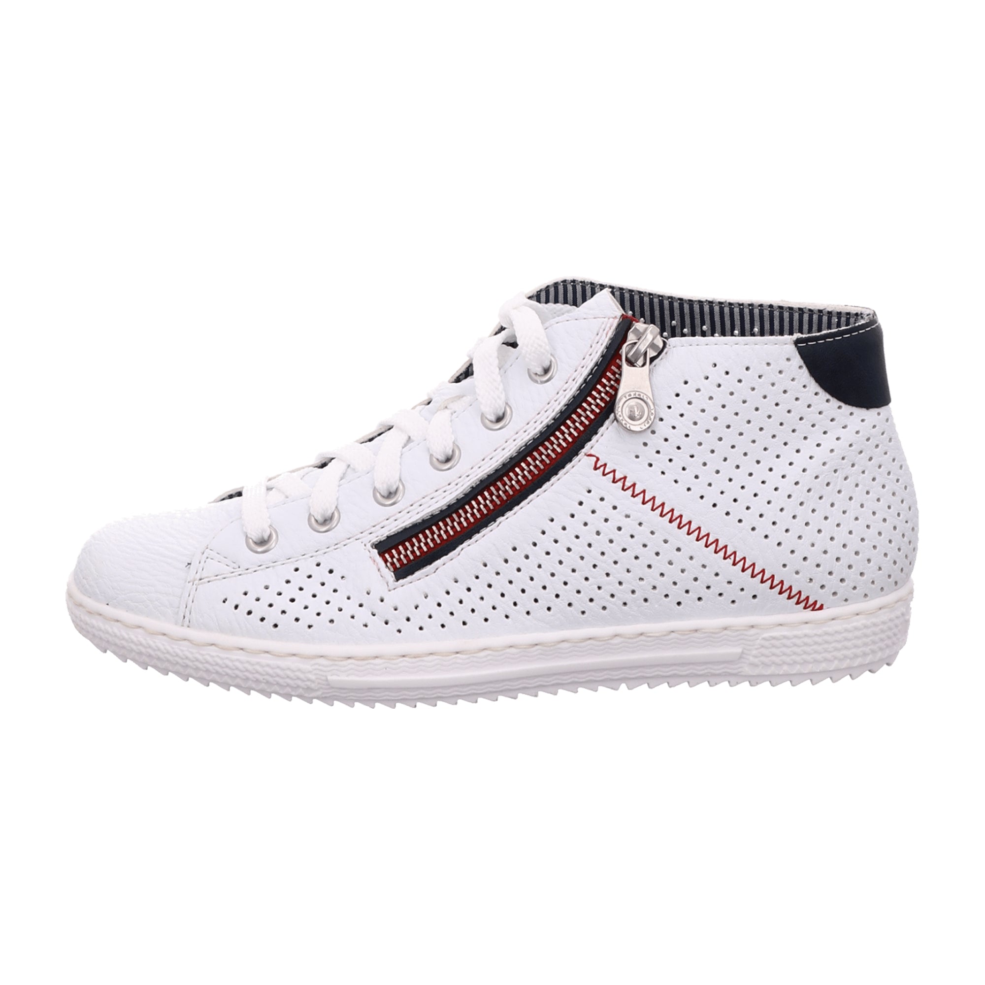 Rieker Women's White Lace-Up Ankle Boots with Warm Lining and Zip Closure