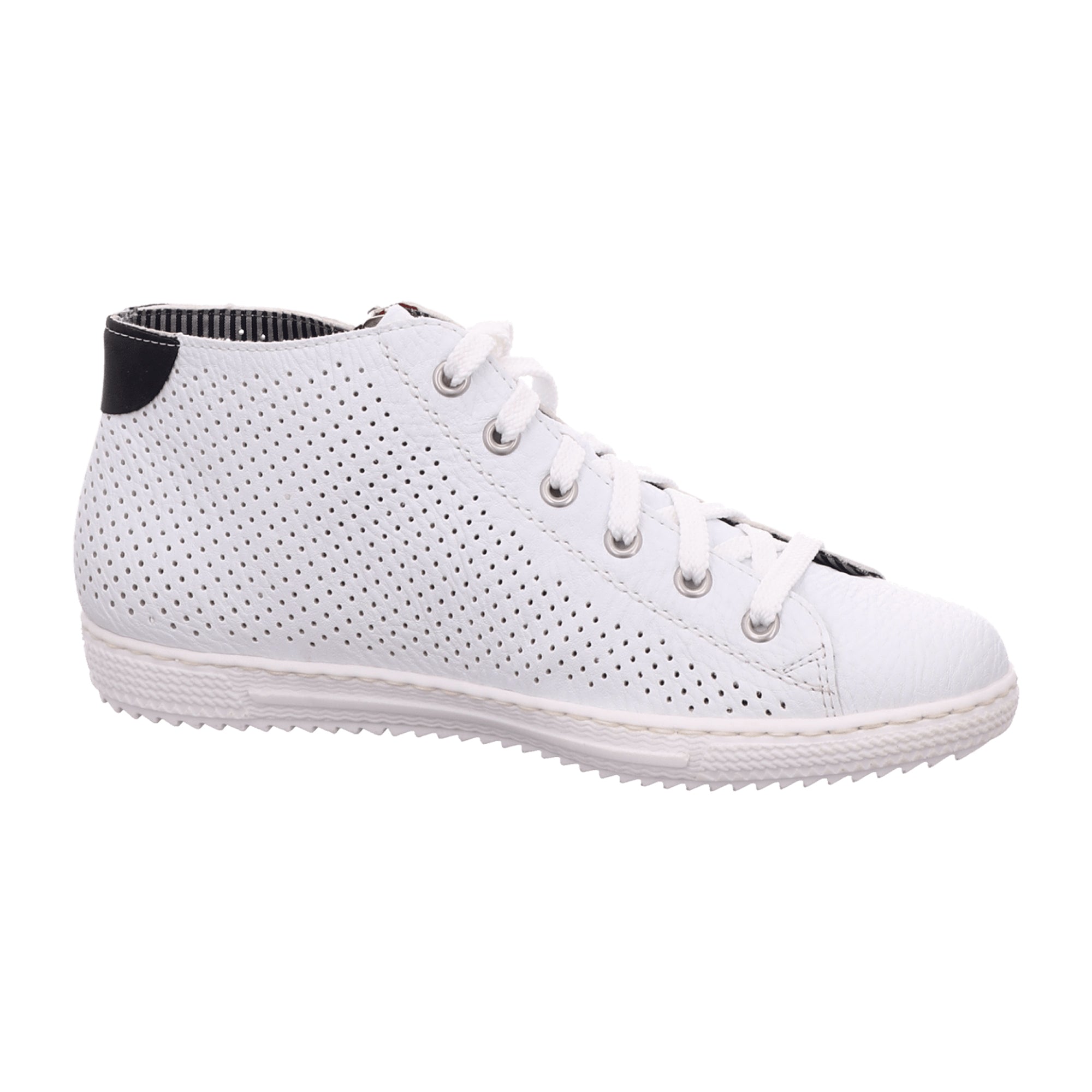 Rieker Women's White Lace-Up Ankle Boots with Warm Lining and Zip Closure