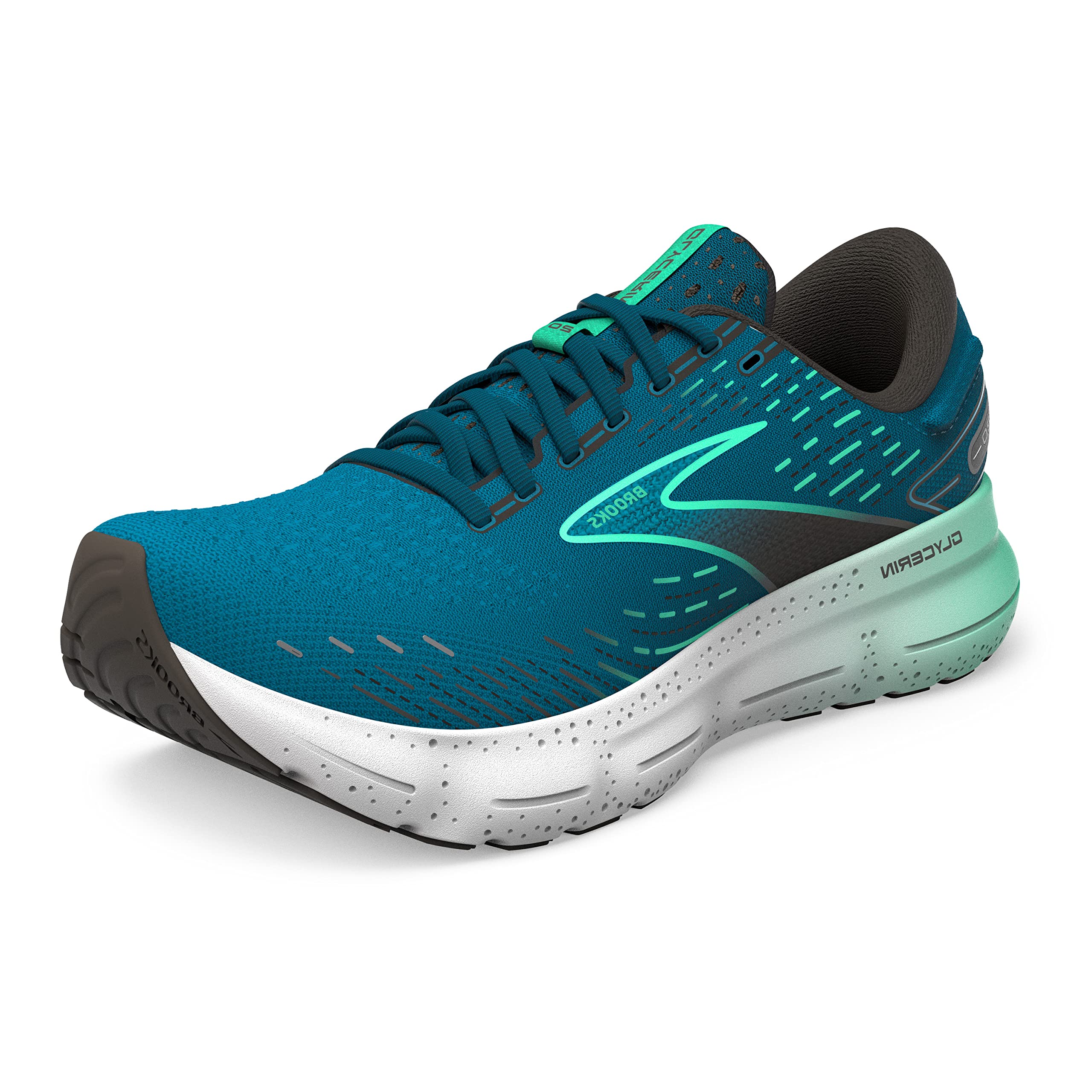 Brooks Men's Glycerin 20 Running Shoes, Moroccan Blue/Black/Spring Bud
