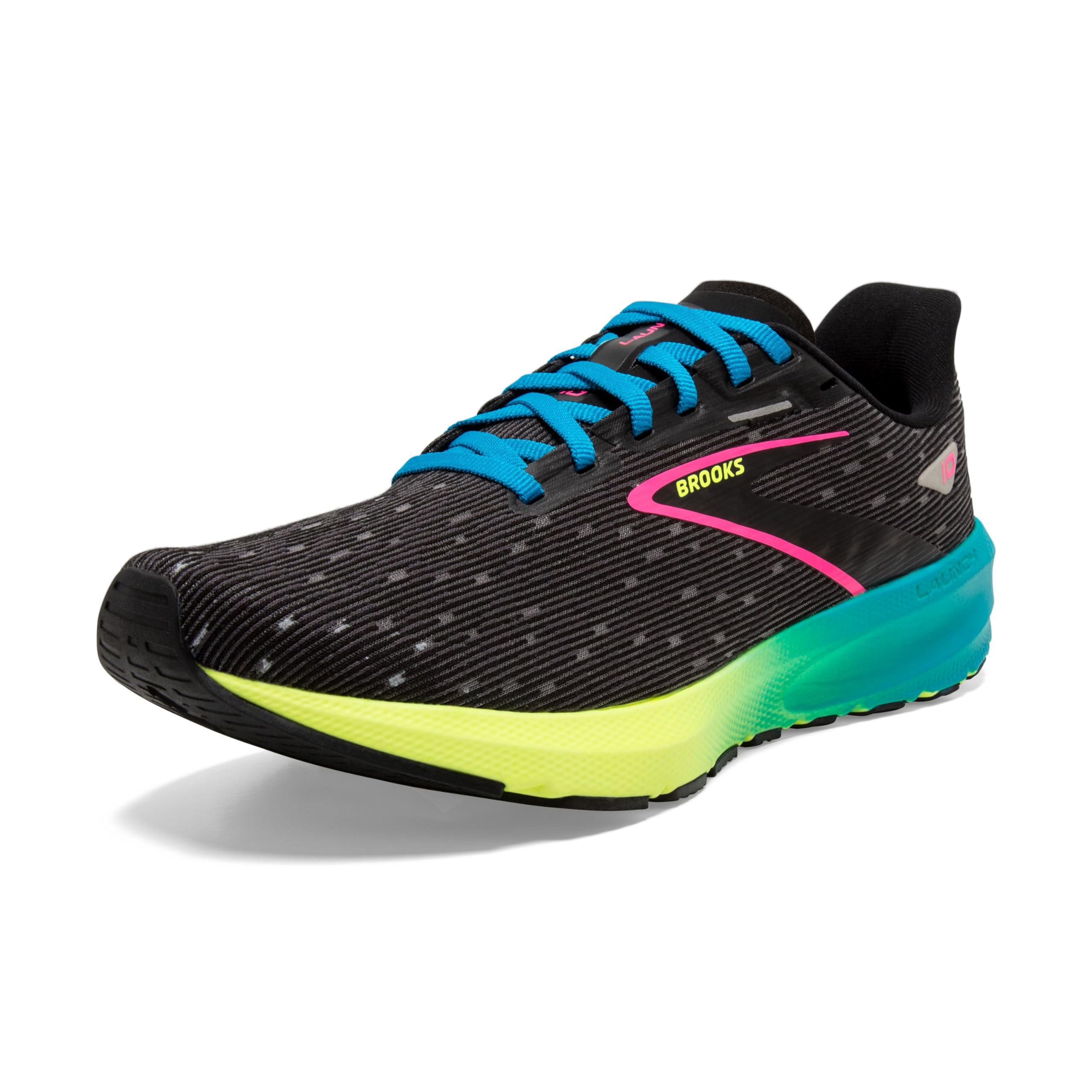 Brooks Men's Launch 10 Road Running Shoes Black Nightlife Blue Canvas Breathable