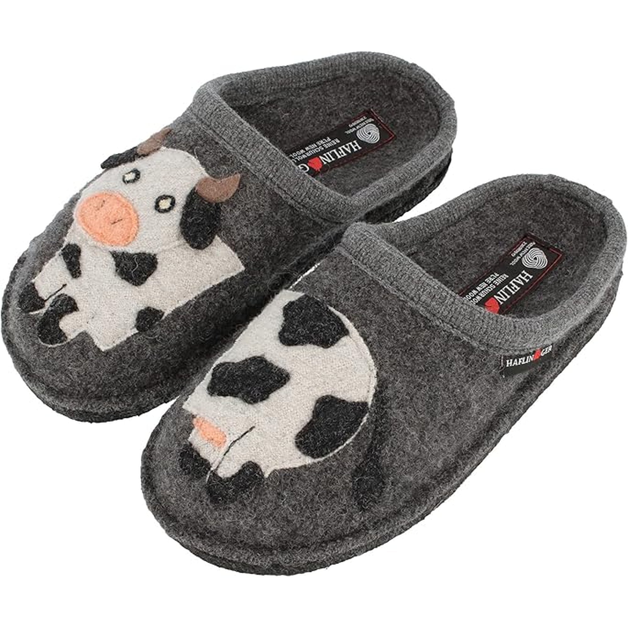 Haflinger Flair Molly Cow Animals Clogs Mules Slippers Wool Felt House Shoes Indoor Outdoor