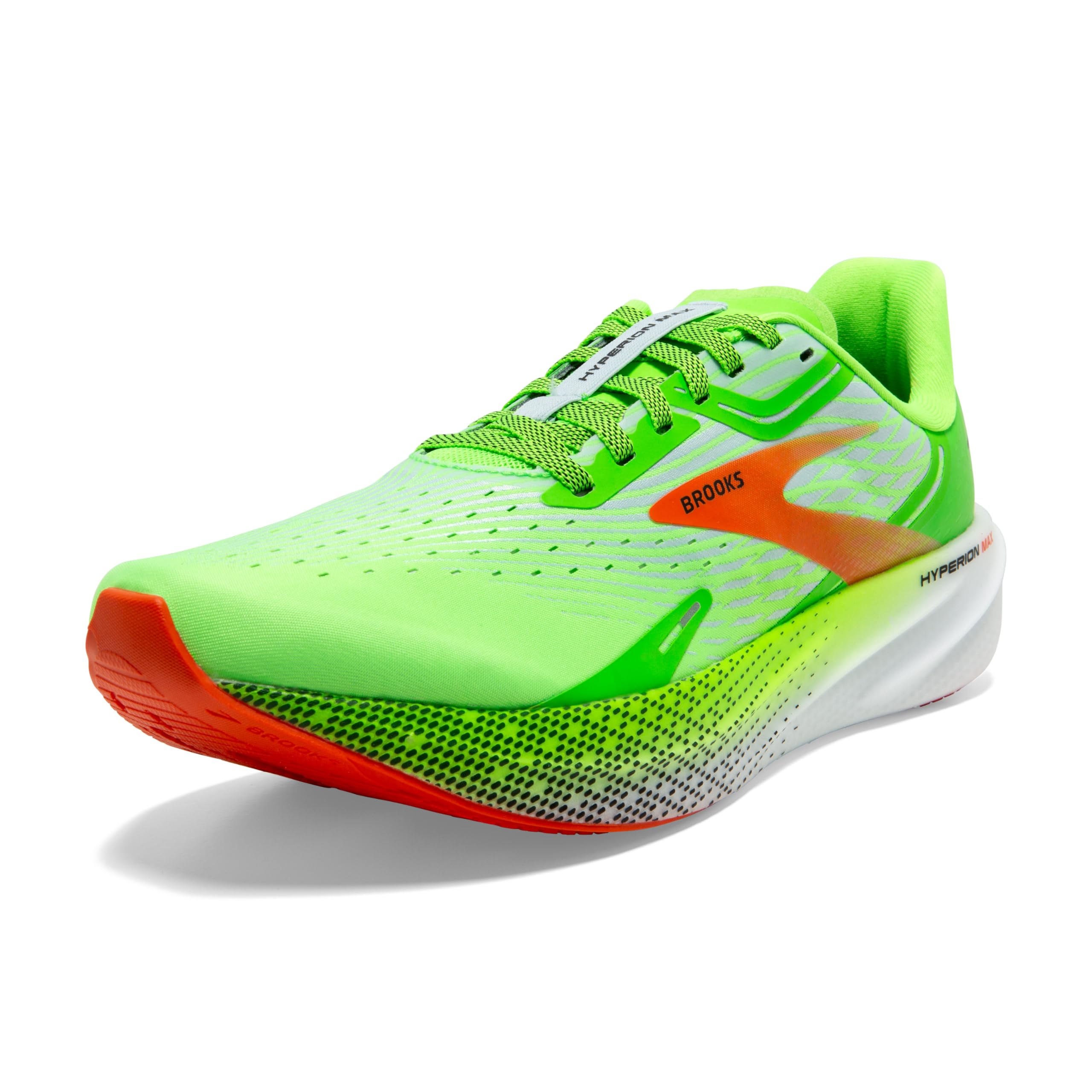 Brooks Hyperion Max Men Road Running Shoes Rubber Green Gecko Red Orange White